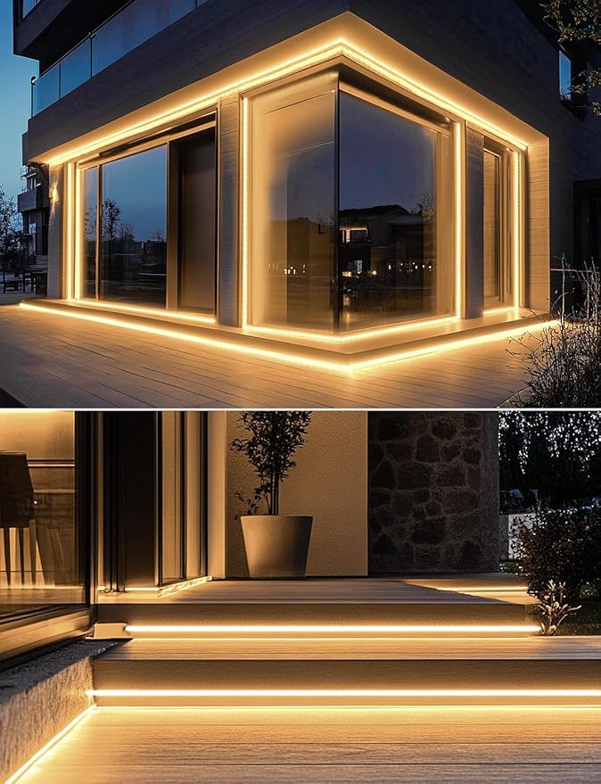 GZBtech AC 110-120V LED Strip Lighting 132FT/40M, 2800K Warm White IP65 Waterproof Outdoor Strip Lights, 60LEDs/M SMD2835 Cuttable & Connectable LED Rope Light for Indoor Outside Exterior, ETL Listed