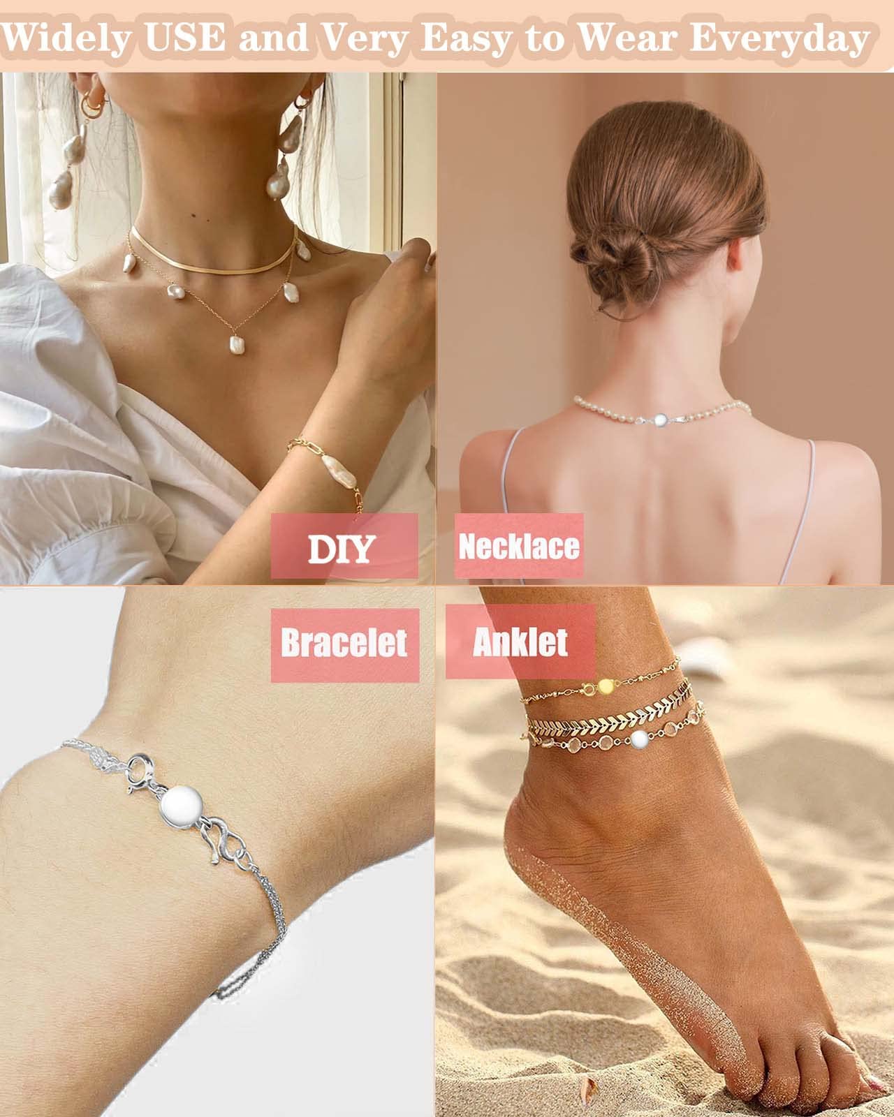 Dailyacc Necklace Clasps and Closures - Round Bracelet Extender Clasps for Jewelry Making
