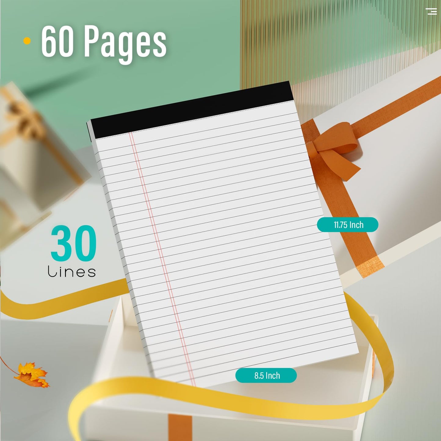24 Pack Legal Pads 8.5 x 11 Note Pads 8.5 x 11 Inch Notepad 720 Sheets Writing Pads Wide Ruled Lined Paper Pads White Paper Note Pads 8.5 x 11 with 30 Sheets Per Legal Pad for School, Office, Home