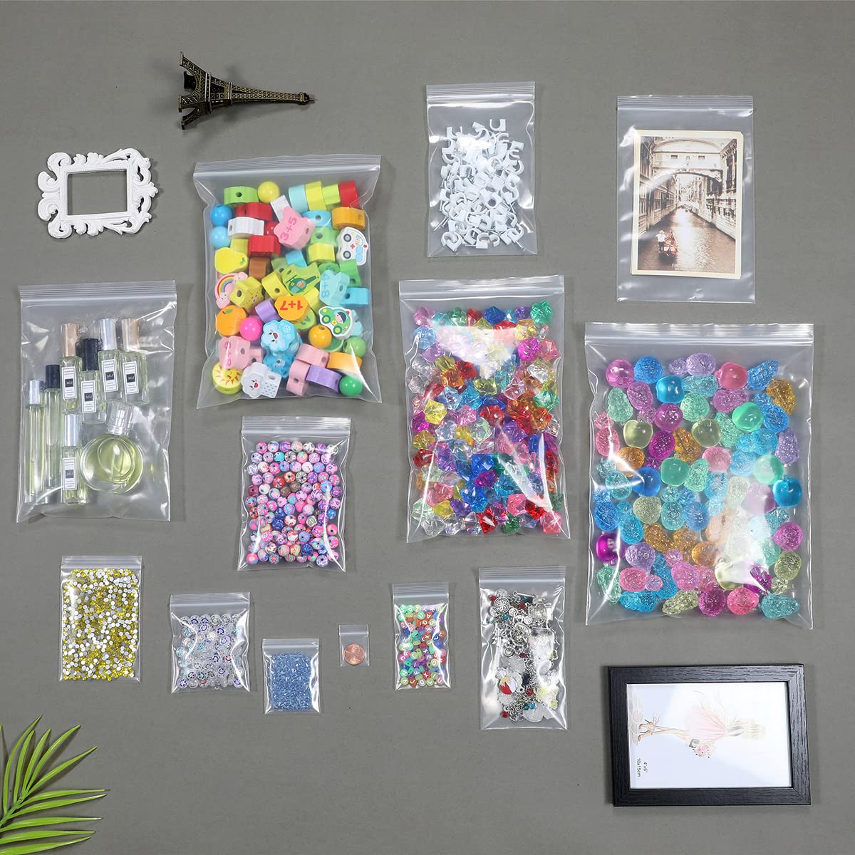Somoga 50 PCS 10" x 13" Clear Thick 5 Mil Zip Poly Lock Plastic Bags Reclosable Zip Seal Bags Heavy-Duty Seed Food Storage Zipper Bag