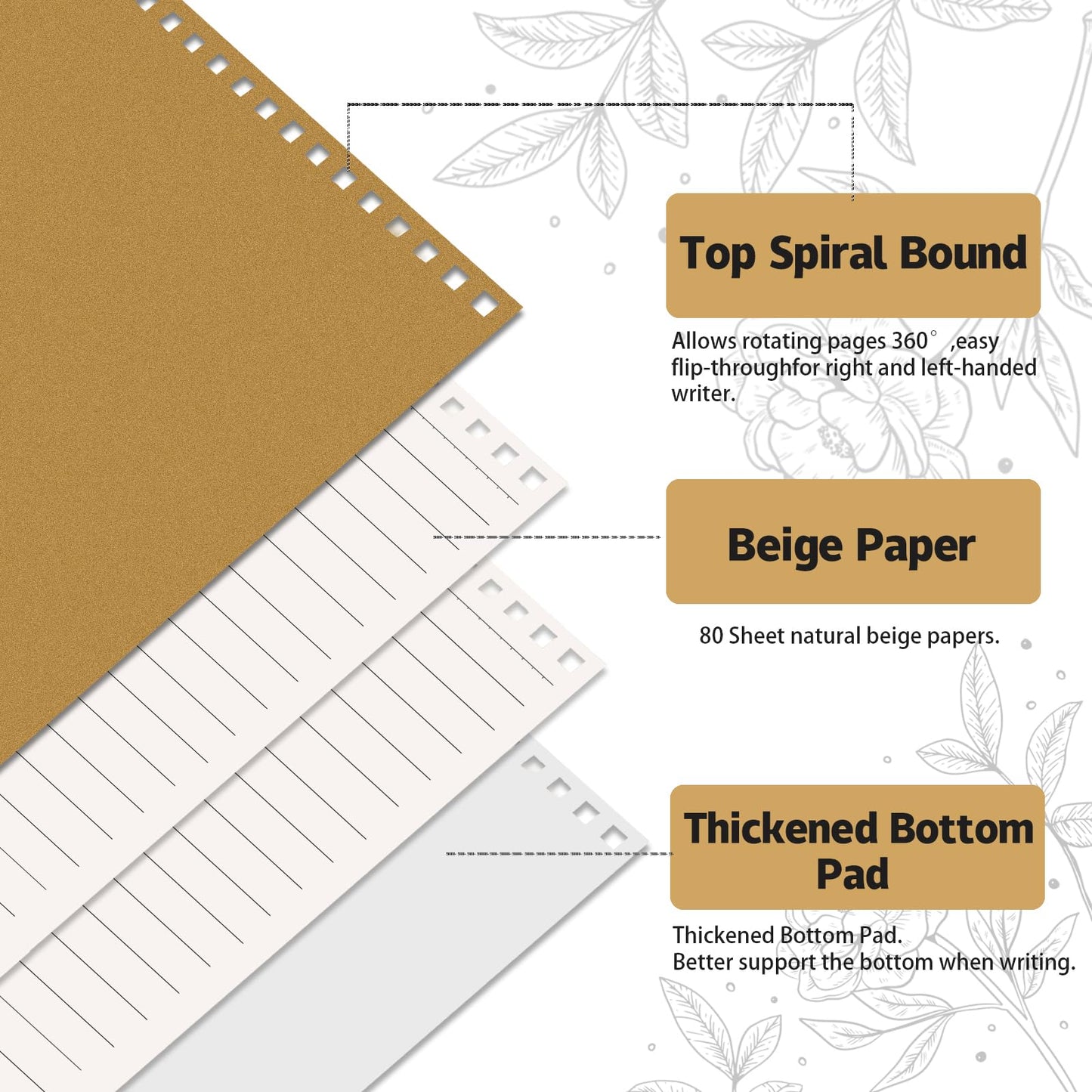 OSIMIG 48 Pack A5 Spiral Notebooks Bulk with Kraft Cover, 8x5.5 Inch Lined Paper Travel Journaling Notebooks, Composition Notebook for School Office Supplies, 80 Sheets 160 Pages