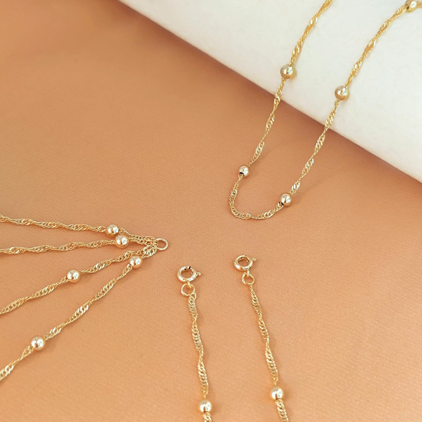 HERIER 14K Gold Plated Body Chain for Women Layered Beads Chain Adjustable Sexy Beach Body Jewelry Belly Waist Chain Jewelry for Women Gifts
