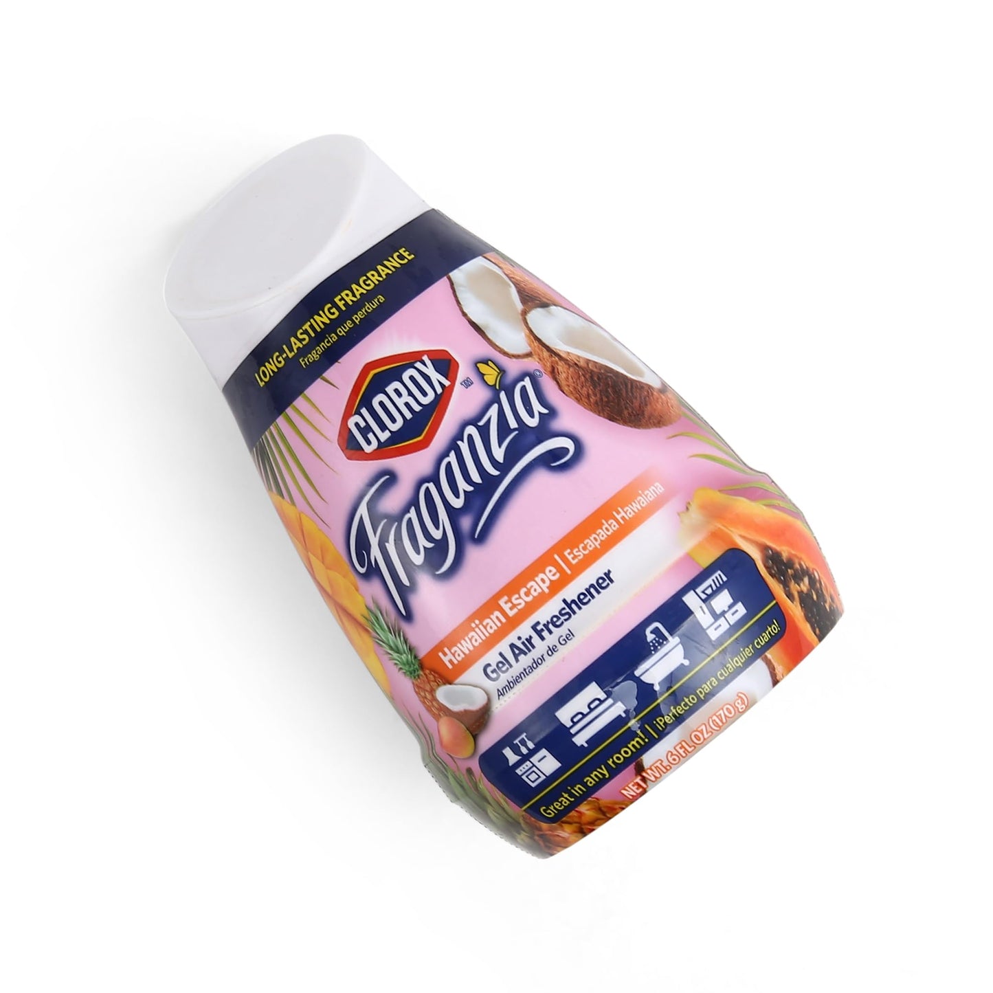 Clorox Fraganzia Gel Air Freshener Cone, Hawaiian Escape Scent - No-Plug, Battery-Free Air Freshener for Small Rooms, Closets, Kitchens, Bathrooms, Offices and More, 6 Ounce - 12 Pack