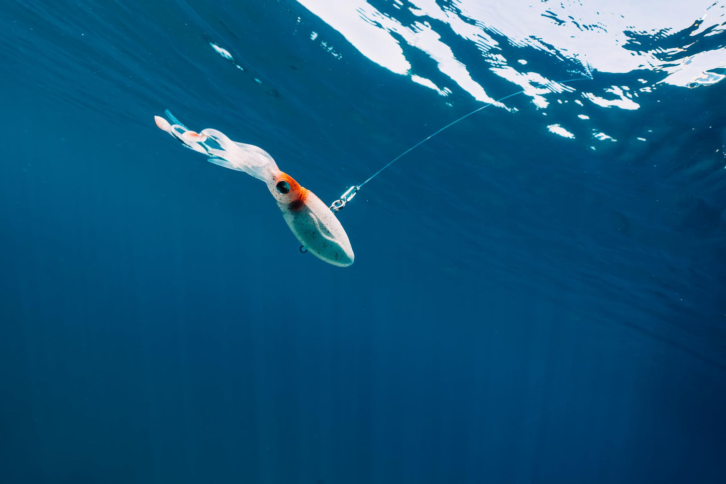 Nomad Design Squidtrex Patented Vibrating Fishing Lure- Scent Added TPE Soft Plastic Lure for Saltwater w/Strong BKK Assist Hooks, Fishing Bait that Catches Many Species, 95mm 3 3/4" 1oz- Aqua Ghost