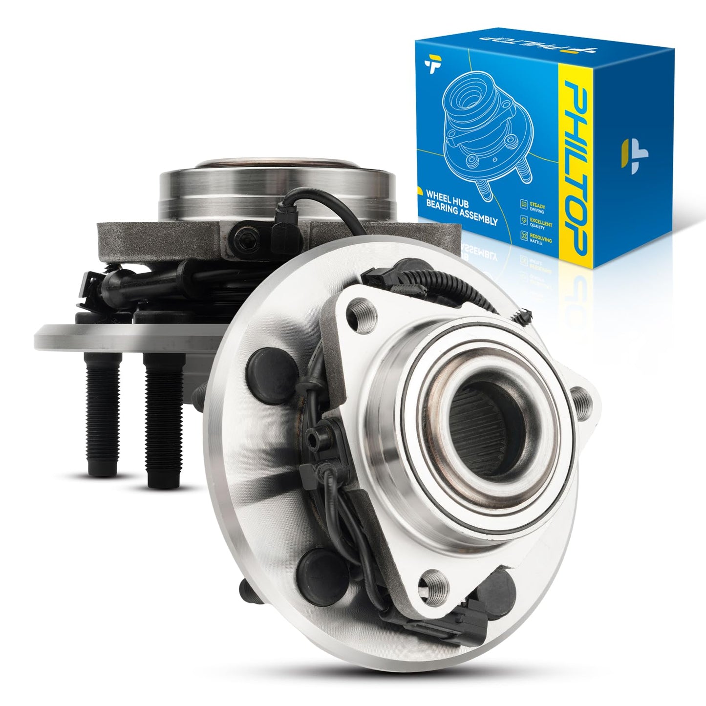 PHILTOP Front 515151 Wheel Hub Bearing Assembly for 2012-2018 1500, 2019-2021 1500 Classic, 2 PCS W/ABS 5 Lugs