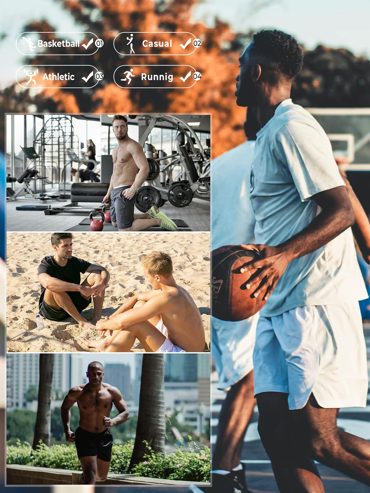 NORTHYARD Men's Athletic Running Shorts Gym Workout 7"/9"/5" Quick Dry Lightweight Sports Basketball Tennis 3 Zipper Pockets SEABLUE-9inch M