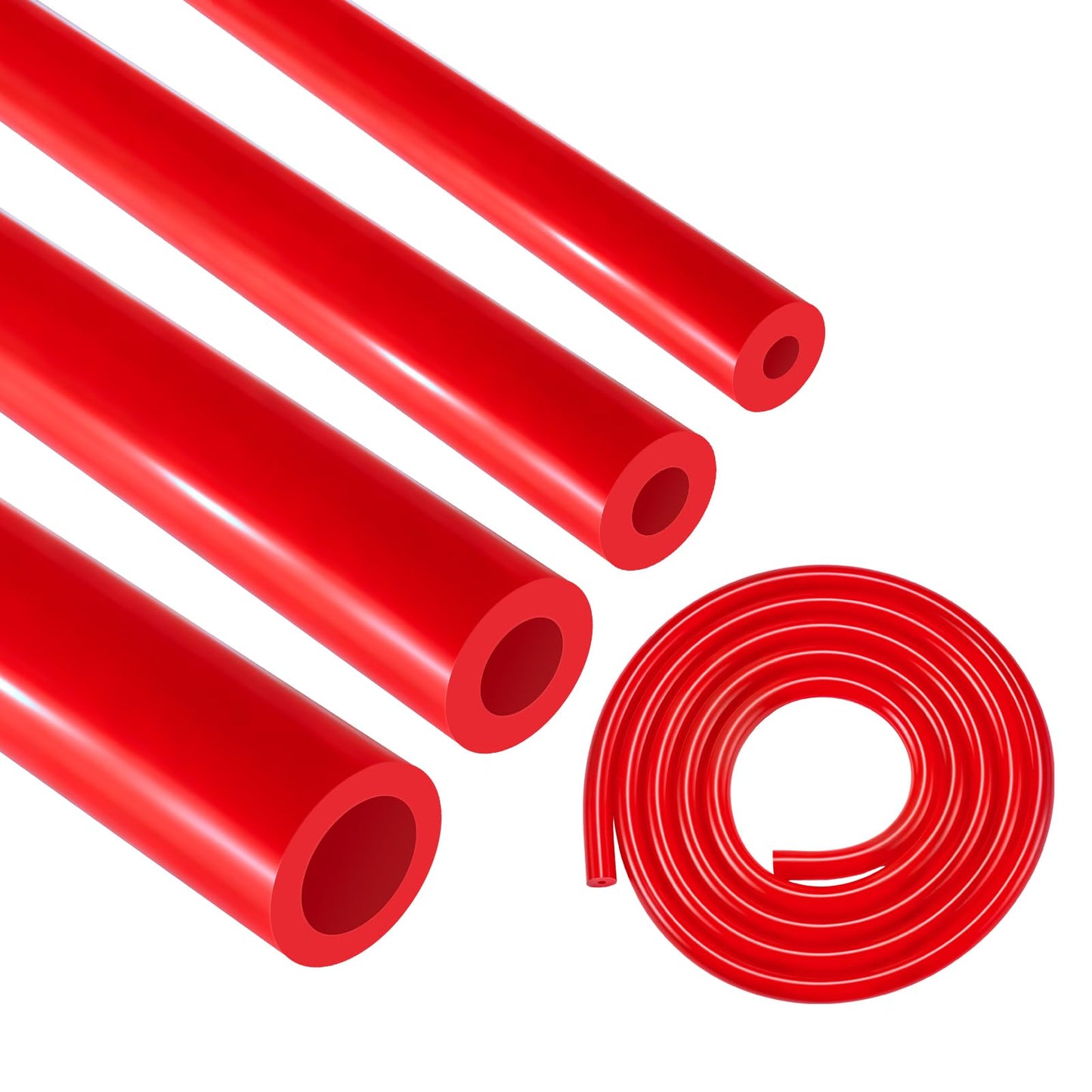 Evil Energy 5/32 1/4 5/16 1/2 Silicone Vacuum Tubing Hose Line Kit 5Ft 130Psi Max Pressure Red (4Mm 6Mm 8Mm 12.7Mm)