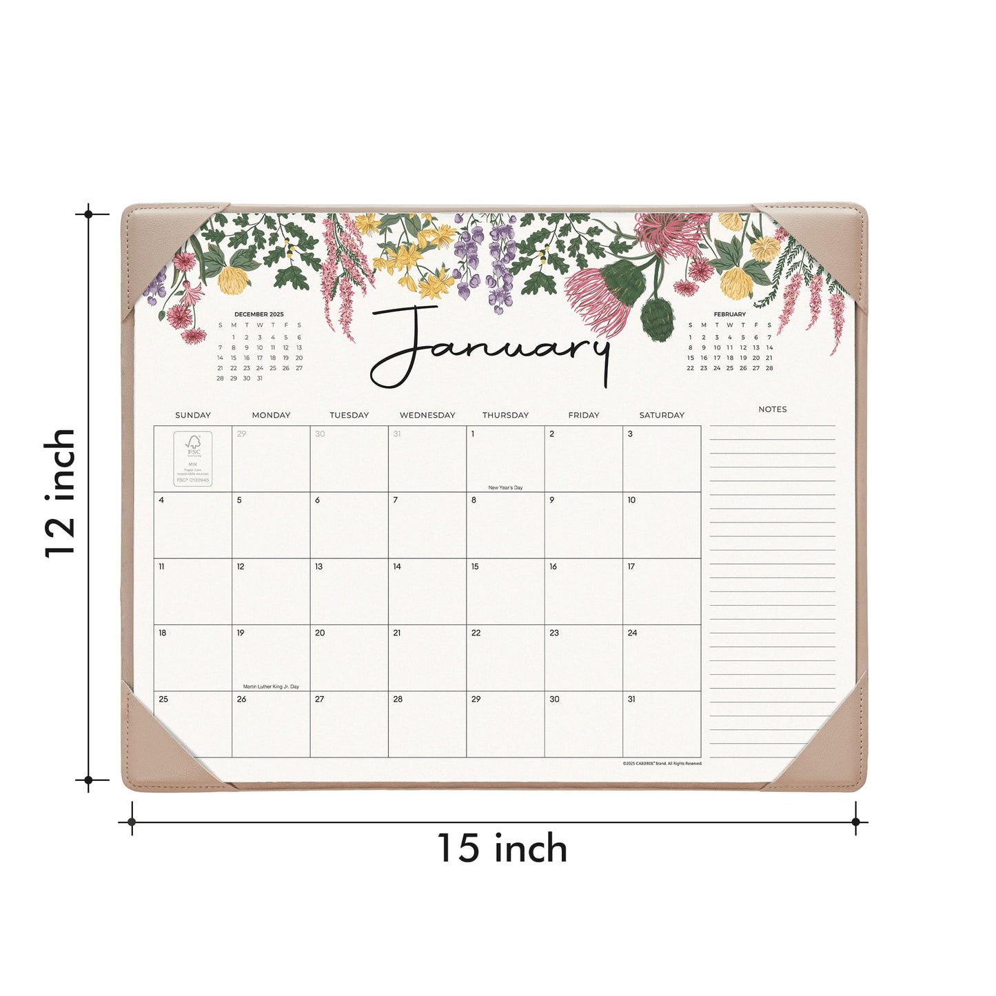 Cabbrix Desk Calendar 2026 with Desktop Mat, Desk Pad Calendar 15"x 12" From January 2026 to June 2027, Desk Calendar for Home Office and School, Easy Planning, Apricot