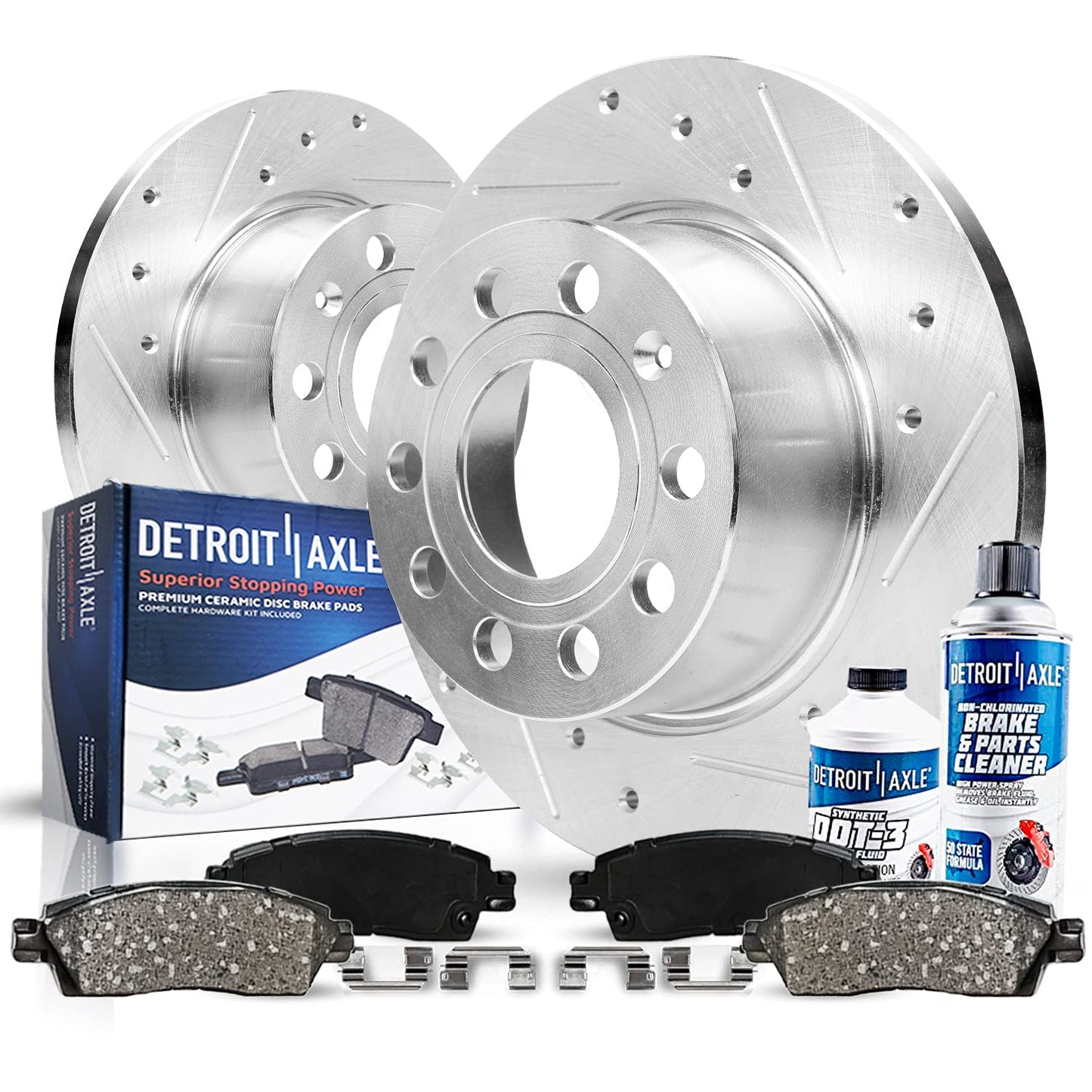 Detroit Axle - Rear Brake Kit for Audi A3 Quattro Sportback e-tron Volkswagen E-Golf, 10.71 inch Drilled & Slotted Disc Brake