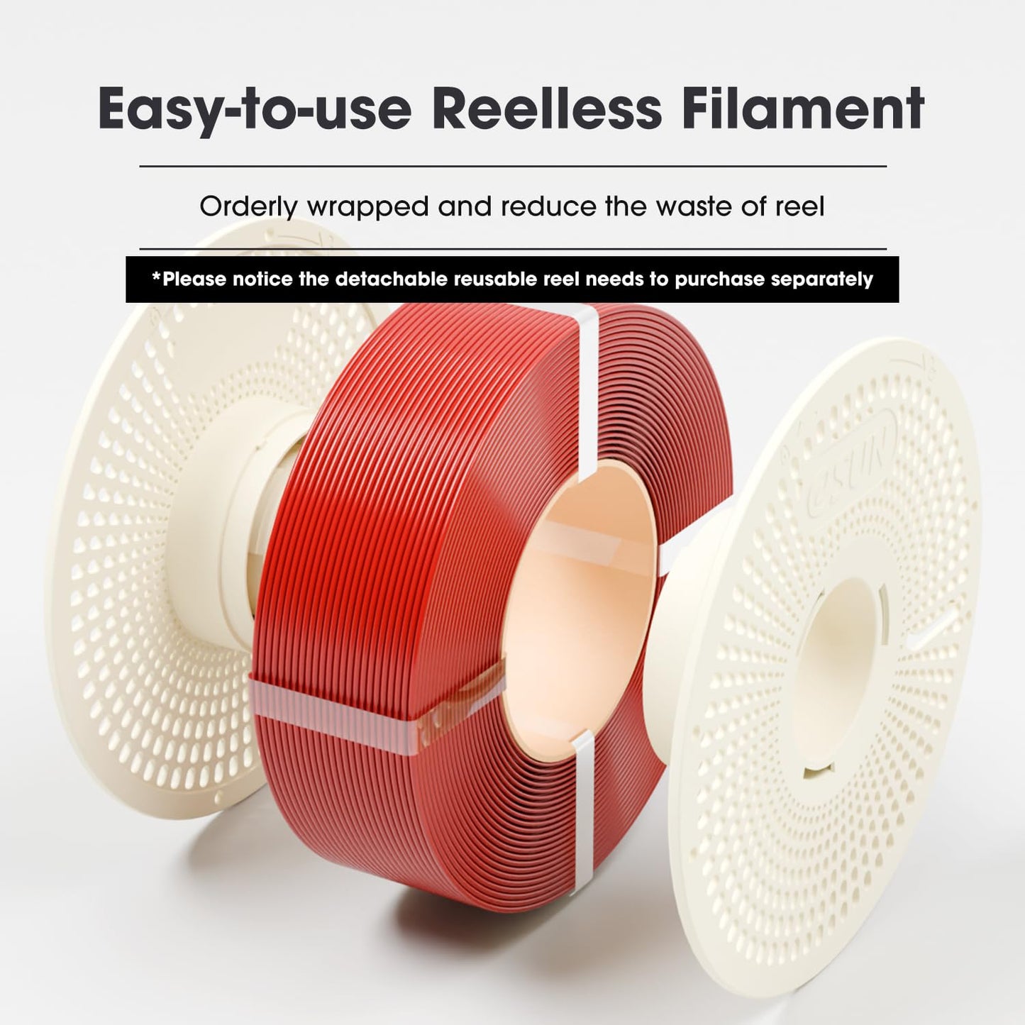 eSUN PLA Basic Refilament 1.75mm, 3D Printer Refill High Speed PLA for Fast Printing, 1KG per Roll, 2 Rolls Spoolless 3D Printing Filament for High Speed 3D Printers, Bone White