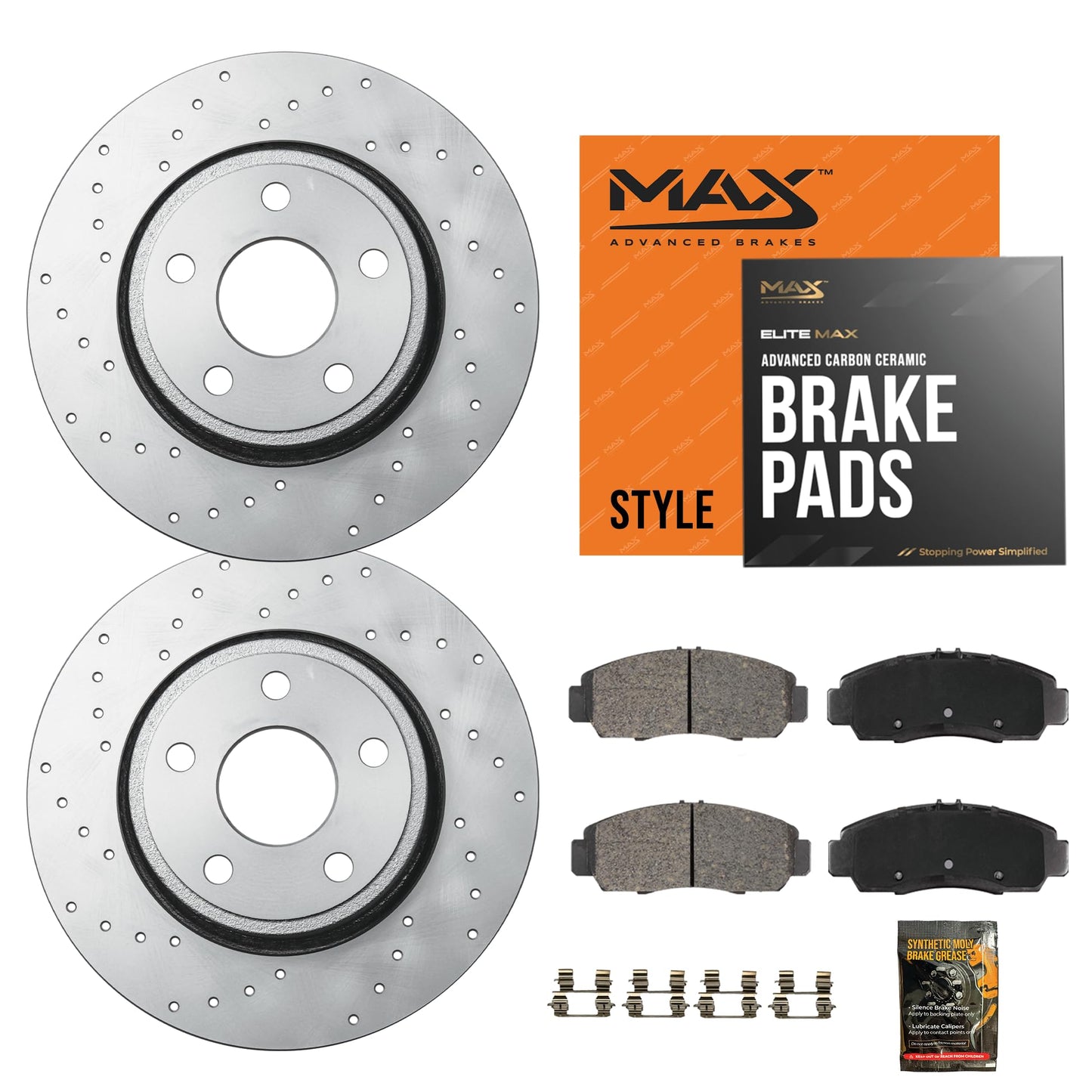 Max Advanced Brakes Stylemax+ Rear Brake Kit | Fits 2014-2020 Mitsubishi Outlander | Brake & Rotor Kit For Daily Performance | C