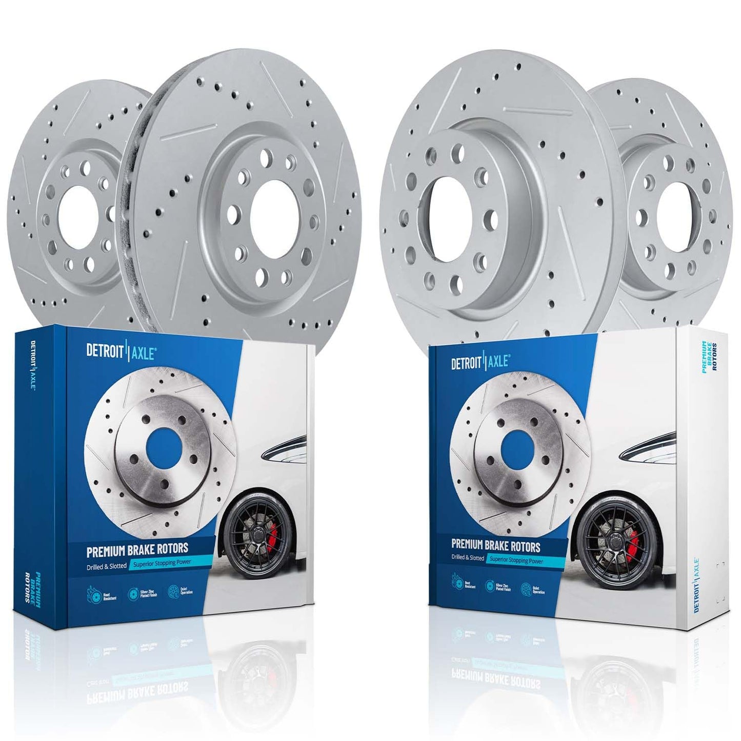 Detroit Axle - Brake Rotors For 2014-2022 Jeep Cherokee, 2015-2017 Chrysler 200, Drilled And Slotted Disc Brake Rotors 2016 Repl