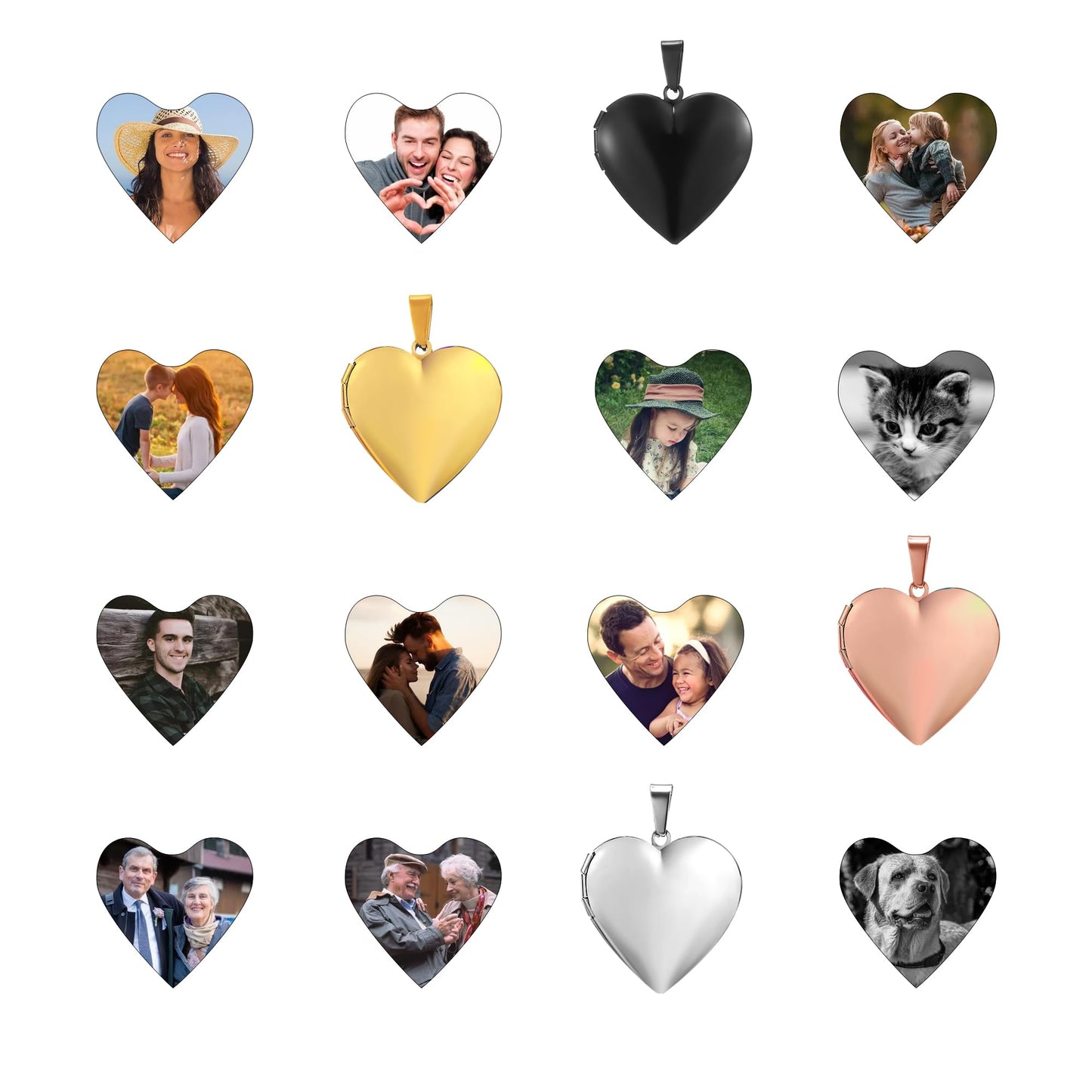 PHOCKSIN Rose Gold Heart Lockets Necklace for Girlfriend Locket Necklaces that Holds 2 Pictures Memorial Lockets for Women