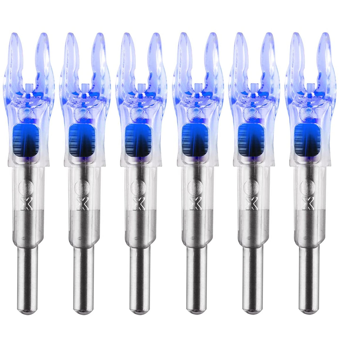 KEAUP 12 Pack X Lighted Nocks Universal Fit for Arrows with ID .204/.233/.244/.246 Light Up Nocks with ON/Off Switch for Archery Hunting