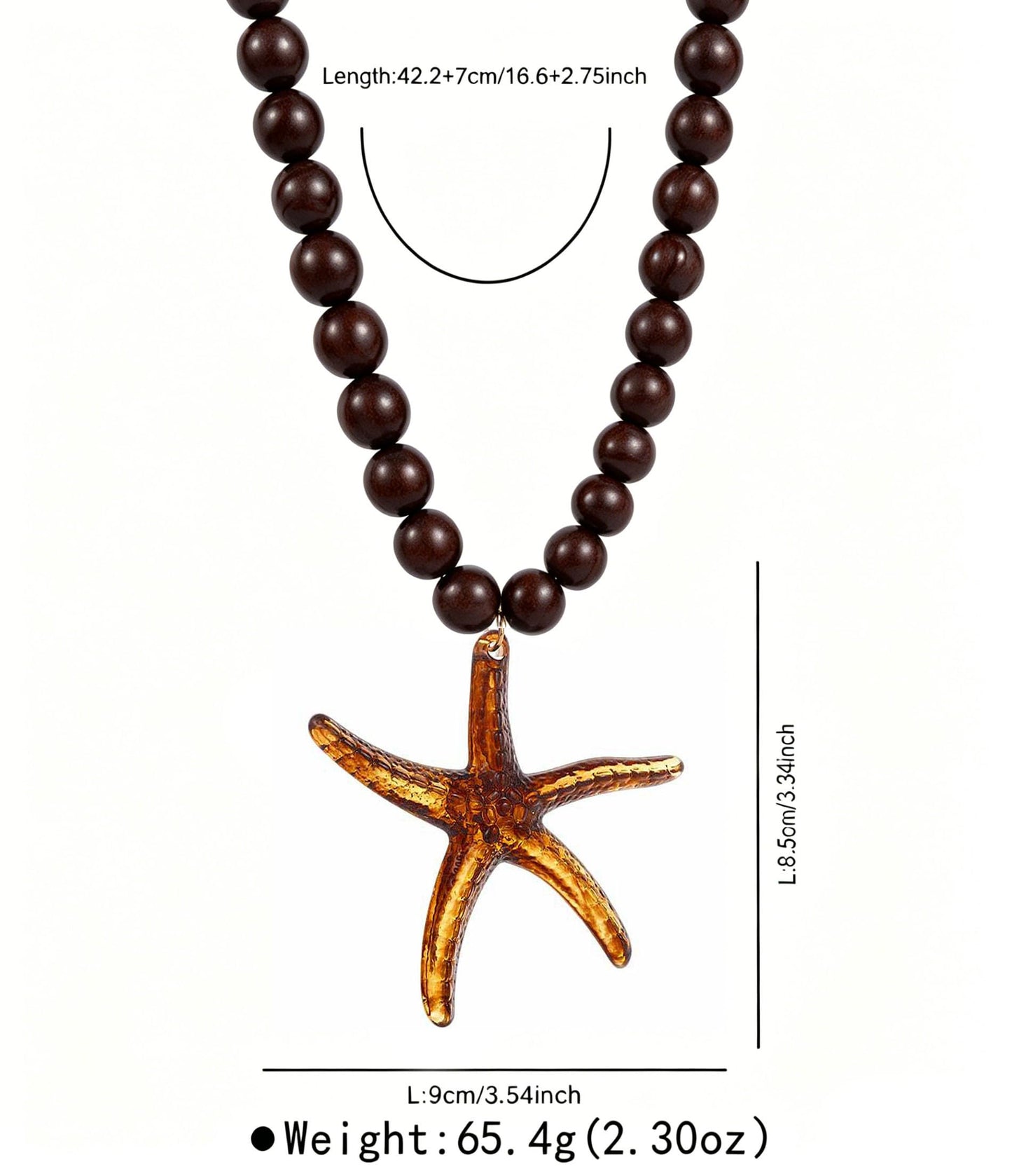 CXENSJH Chunky Beaded Starfish Necklace for Women Boho Colorful Summer Acrylic Choker Beach Chain Necklace Beads Trendy Chunky Jewelry(amber)