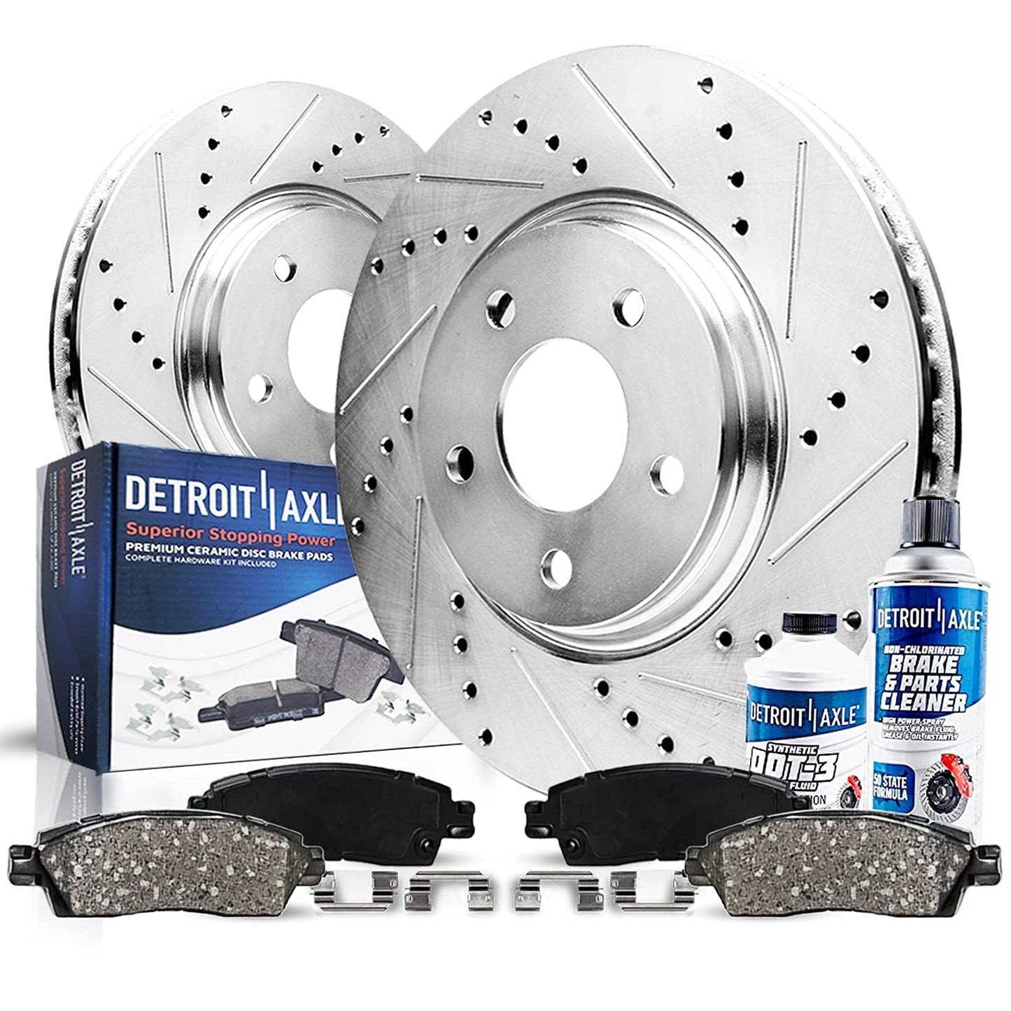 Detroit Axle - Front Brake Kit for Honda Accord Civic Element CR-V Acura ILX Replacement Drilled Slotted Disc Brake Rotors Ceram
