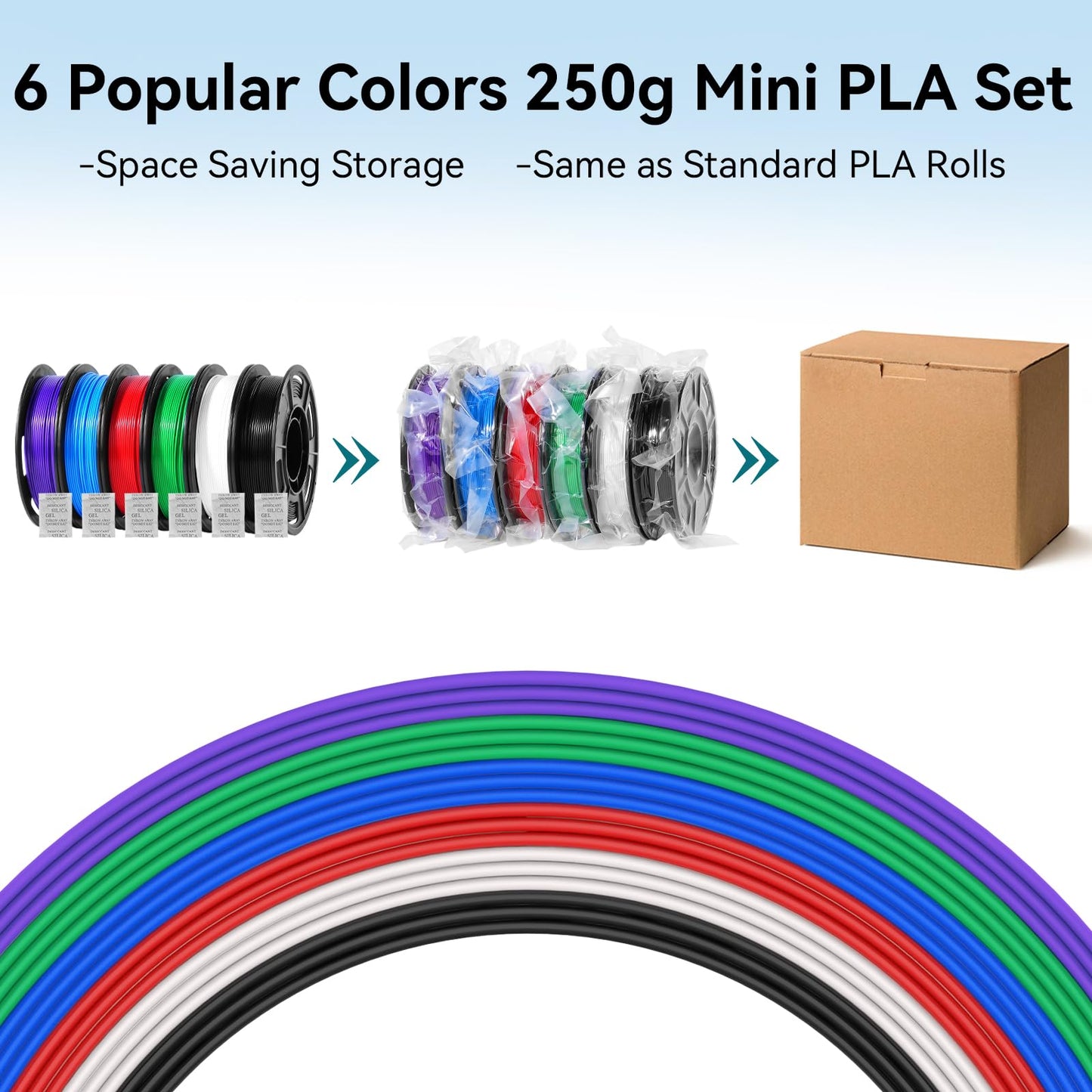 Dynta 3D Printer Filament 250g 53mm Spool - 1.75mm High Precision Regular PLA Compatible with FLASHFORGE, Bambu Lab A1, Creality Ender-3 V3, Black, White, Red, Green, Blue, Purple for Beginners