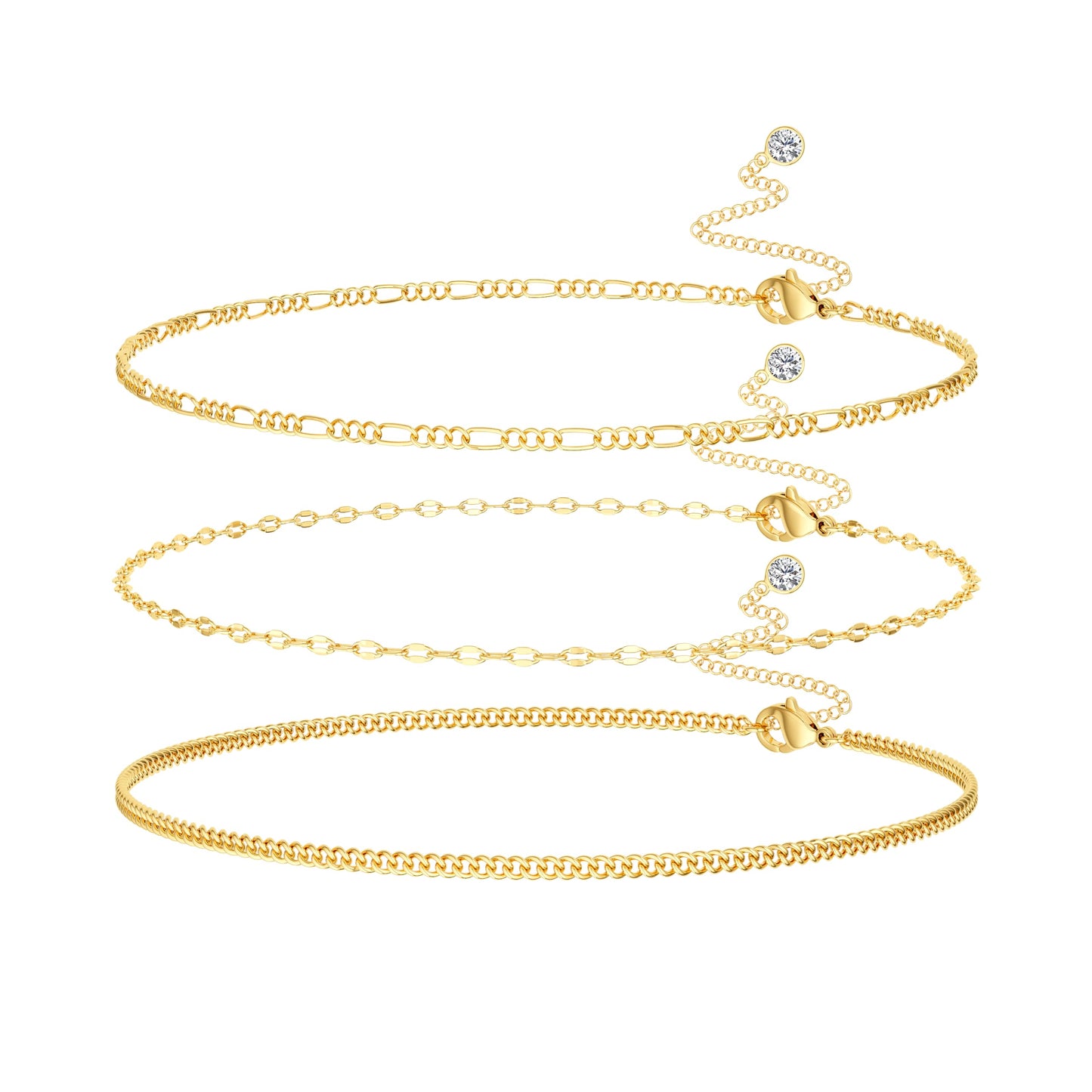 Foxgirl Gold Waist Chains for Women, 14K Gold Plated Layered Belly Chain Adjustable Waterproof Sexy Bikini Cuban Lip Figaro Chain Summer Non Tarnish Body Chain Jewelry Gifts