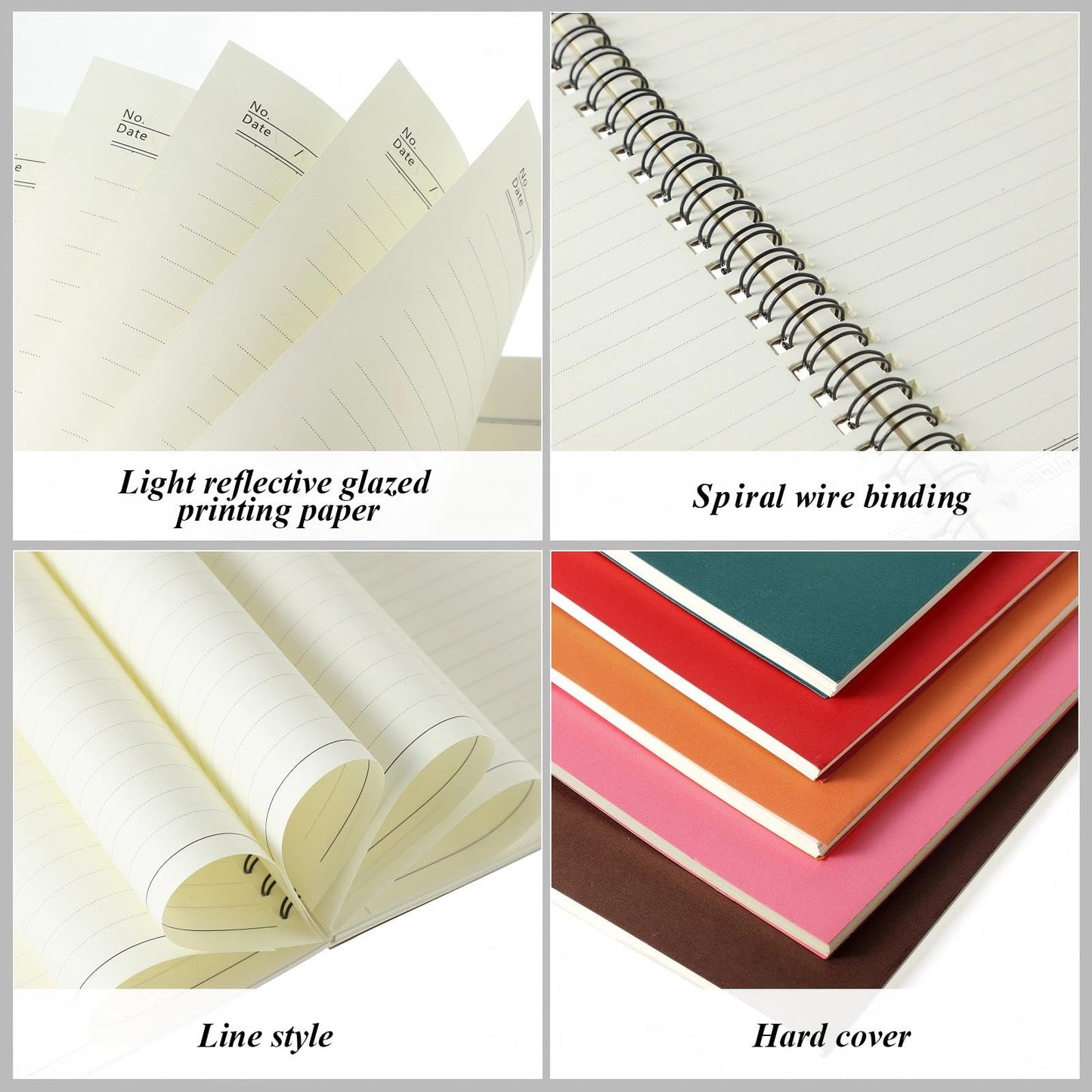 Leelosp 12 Pack Small Spiral Notebook Lined Spiral Journal College Ruled Notebook Wire Bound Kraft Cover, 120 Pages for Work (Multicolor,5.5 x 8.3 Inch)