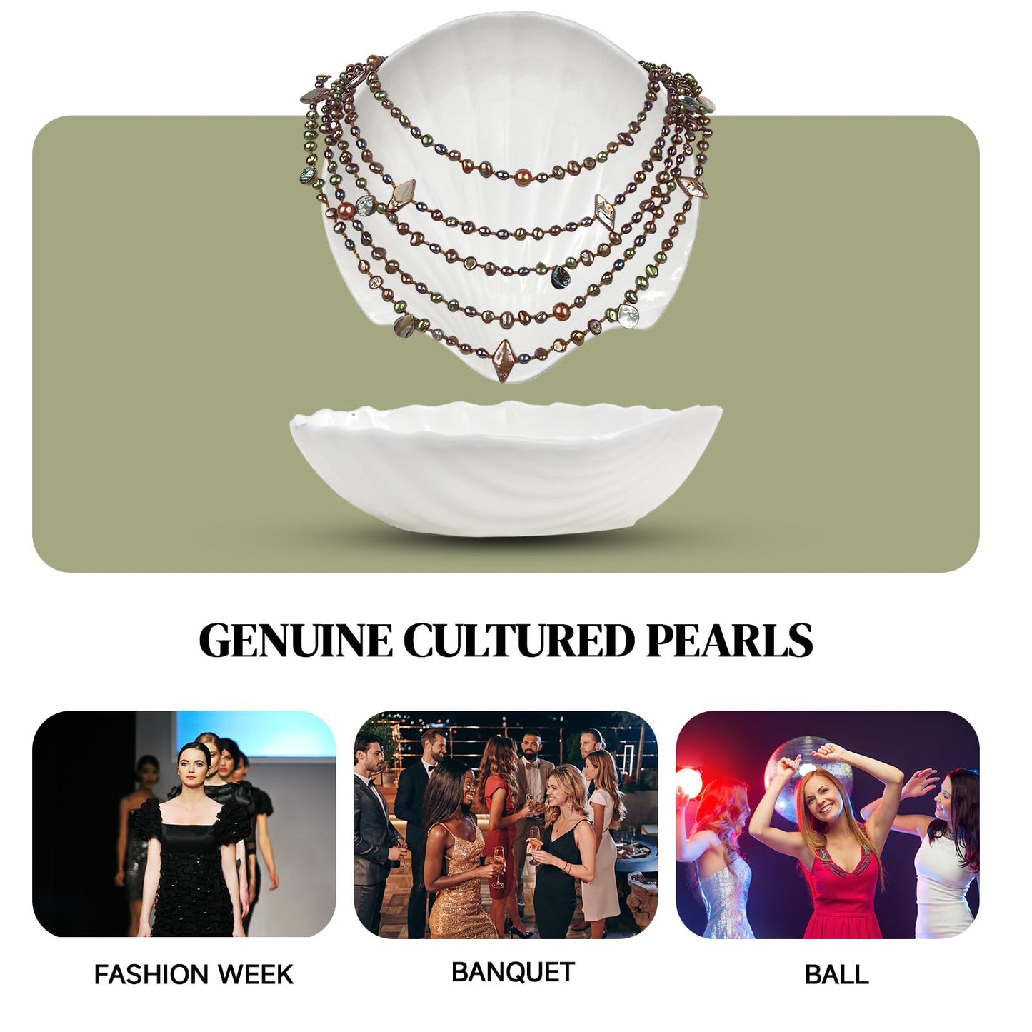 IPEARL Handmade Freshwater Pearl Necklace for Women - Elegant 20-inch Long Adjustable Real Pearls Strand with Vintage Beaded Charms Baroque Pearl Luxury Jewelry Gift