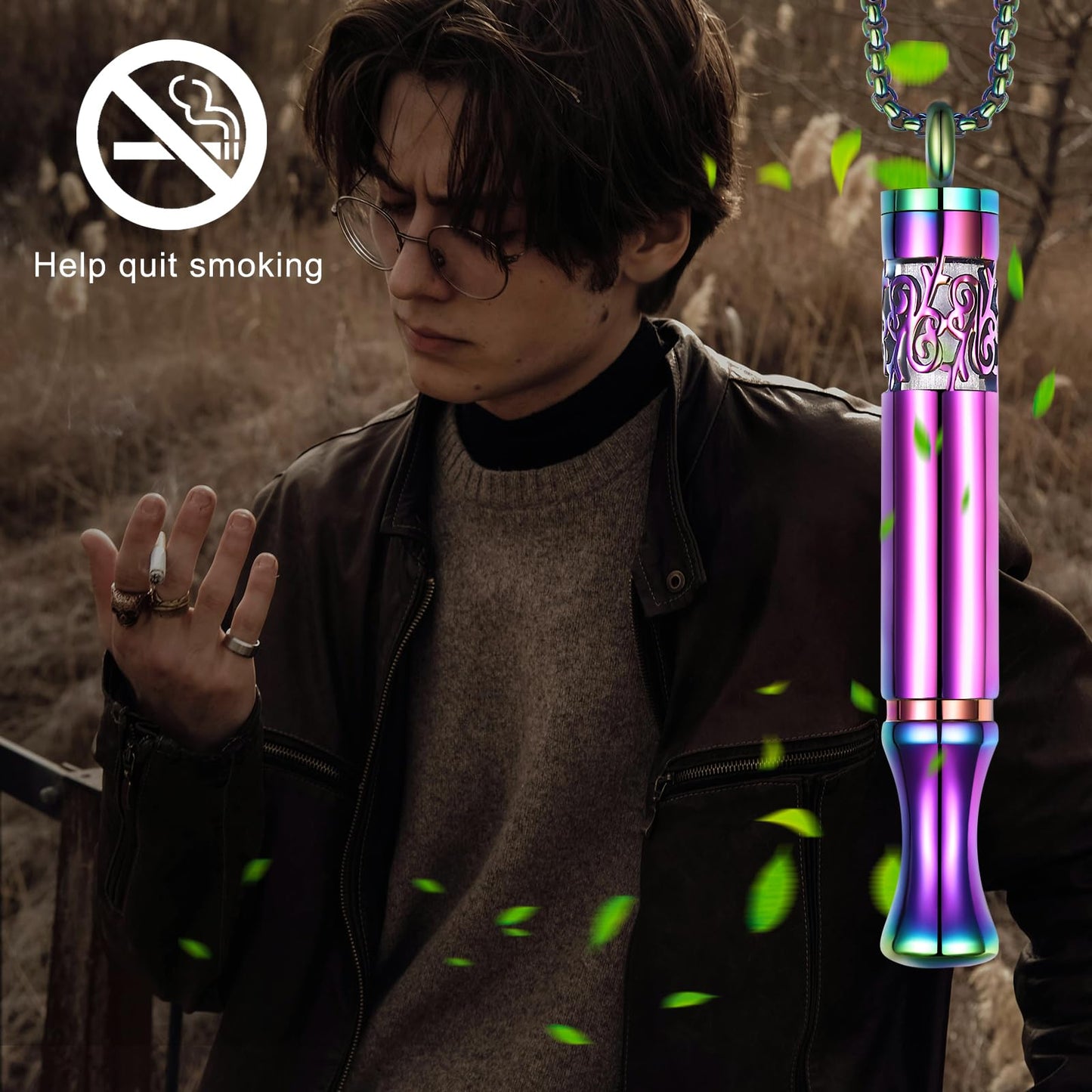 Anxiety Relief Pendant Mindfulness Breathing Necklace - Essential Oil Diffuser & Personal Inhaler Aromatherapy Necklaces for Women & Men (Rainbow)