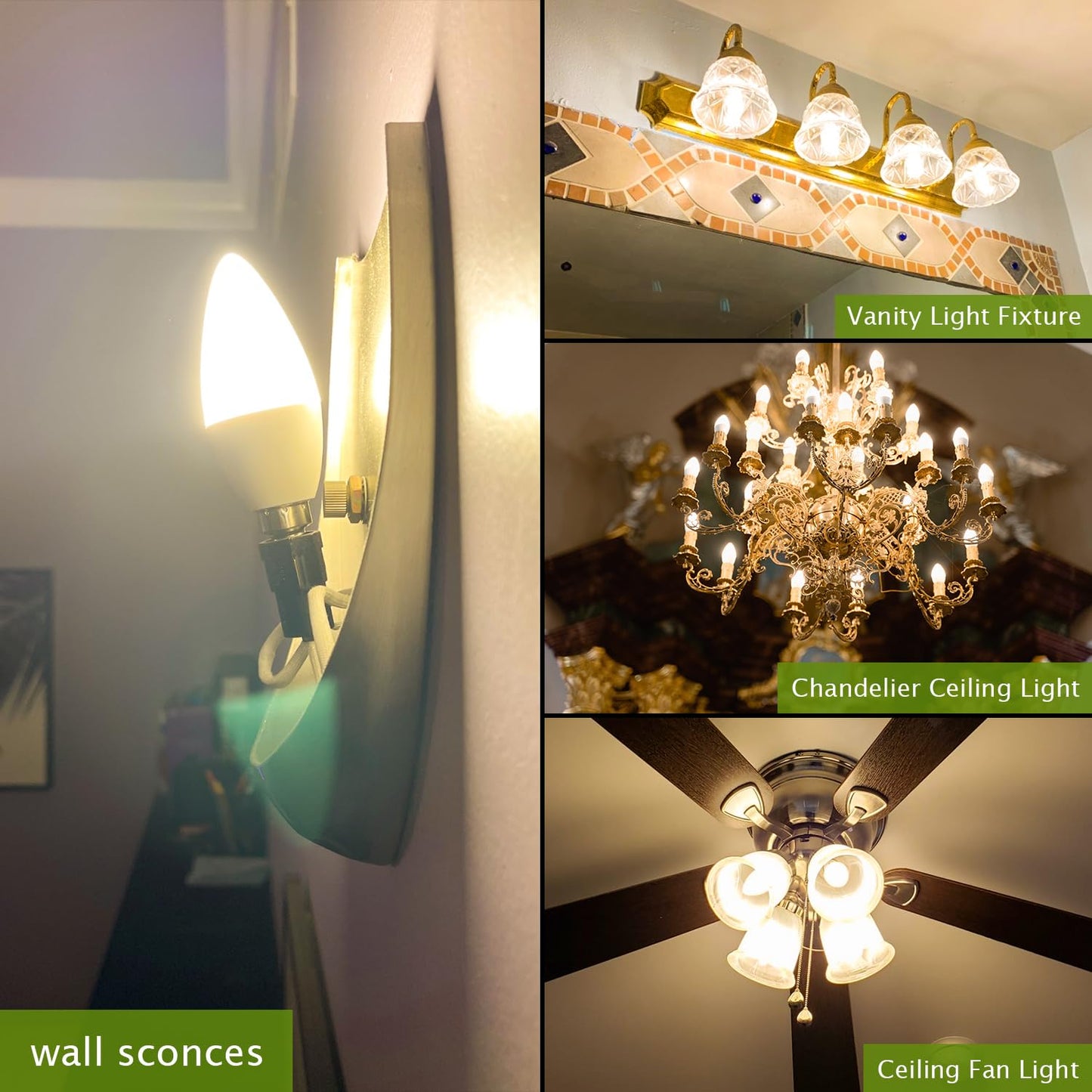 GIOVAR 12-Pack Candelabra LED Light Bulbs, 60 Watt Equivalent, Warm White 2700K, Light Bulbs for Chandelier/Wall Sconces Small Base, 120V, Type B, Non-Dimmable