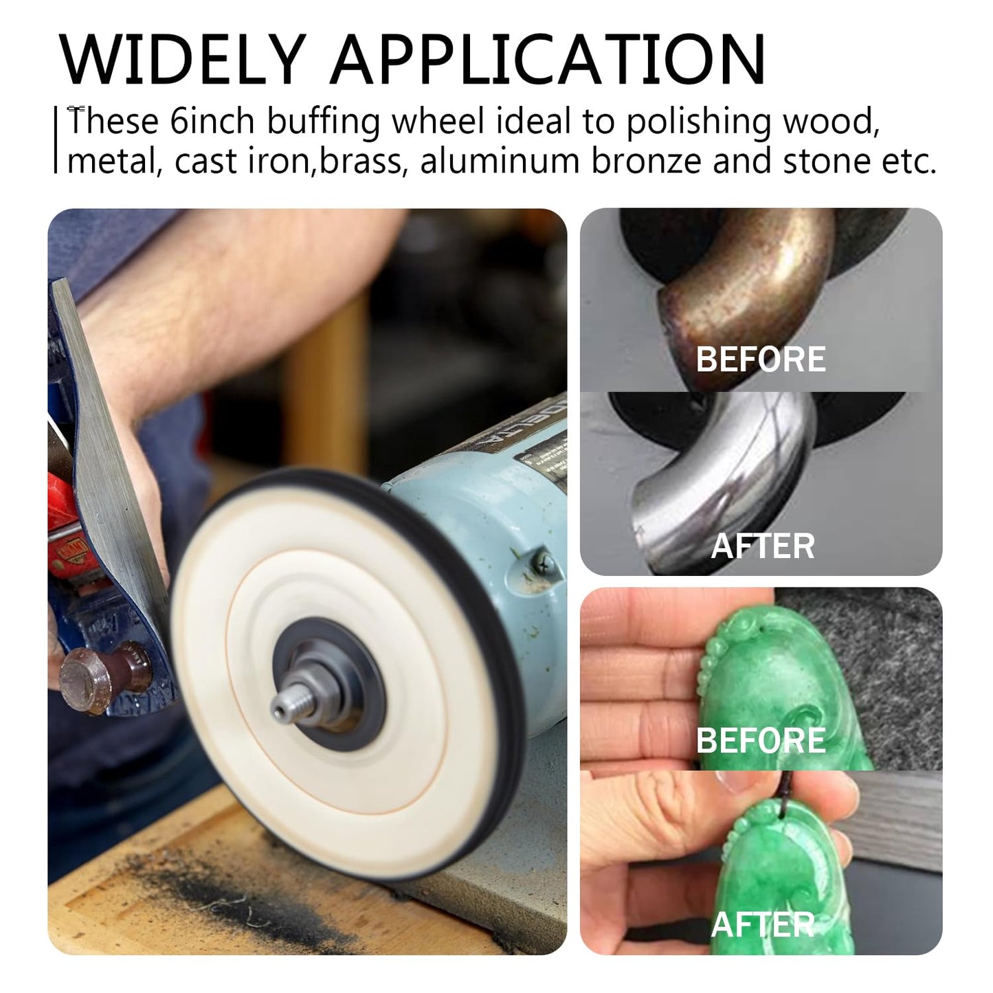 SCOTTCHEN 8 inch Buffing Polishing Wheel Soft(60 Ply) Fine(60 Ply) Medium(40 Ply) Coarse(3/5 in Thick) Rough(3/5 in Thick) Polish Pad for Bench Grinder with 5/8" Arbor Hole 5 Pcs