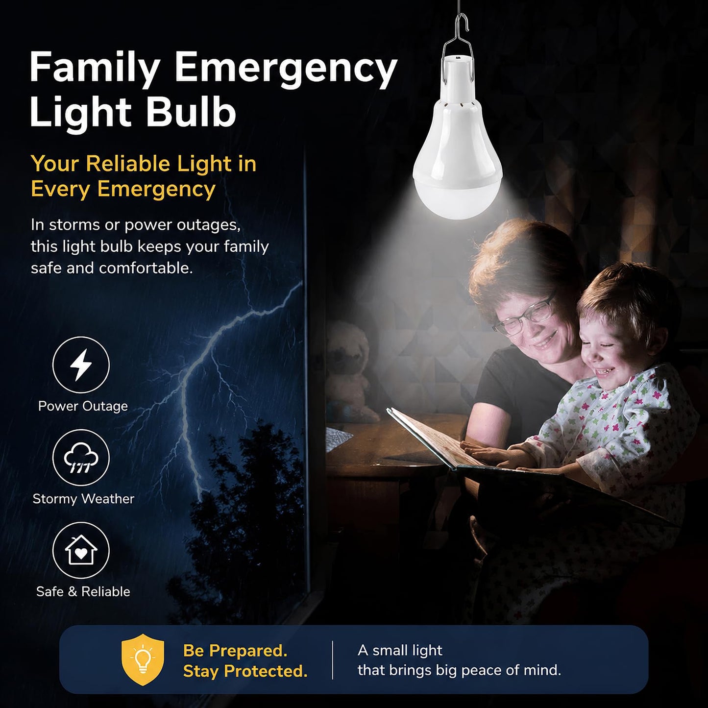 Solar Light Bulbs for Indoor Home and Chicken Coop, Outdoor Waterproof Camping Lamps for Tent, Rechargeable LED Solar Lights for Shed Night, Emergency, 2-Pack