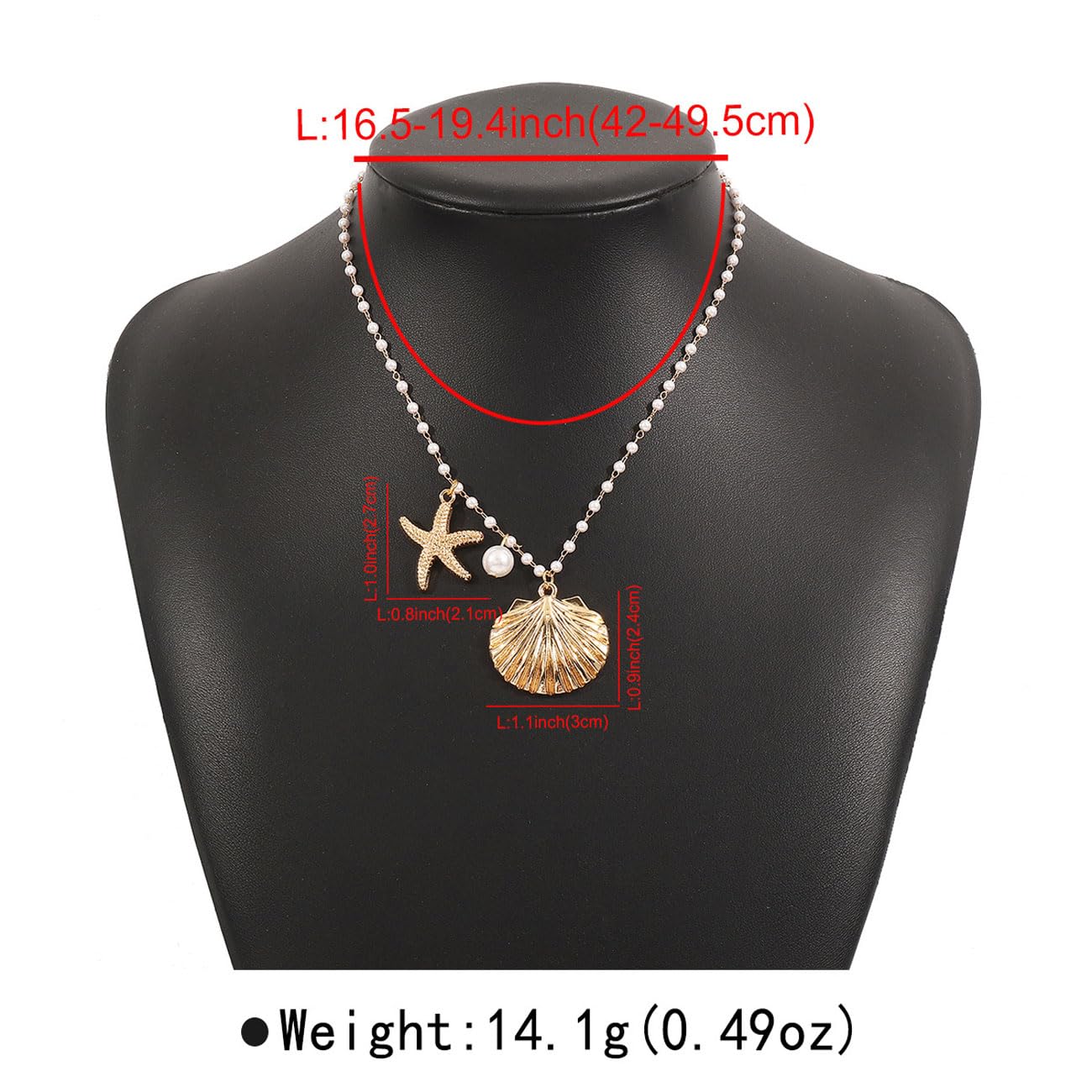 Gold Shell Necklace for Women Gold Seashell Starfish Pendant Necklace Shell Choker Pearl Beaded Chain Necklaces Summer Beach Jewelry (B Silver Style)