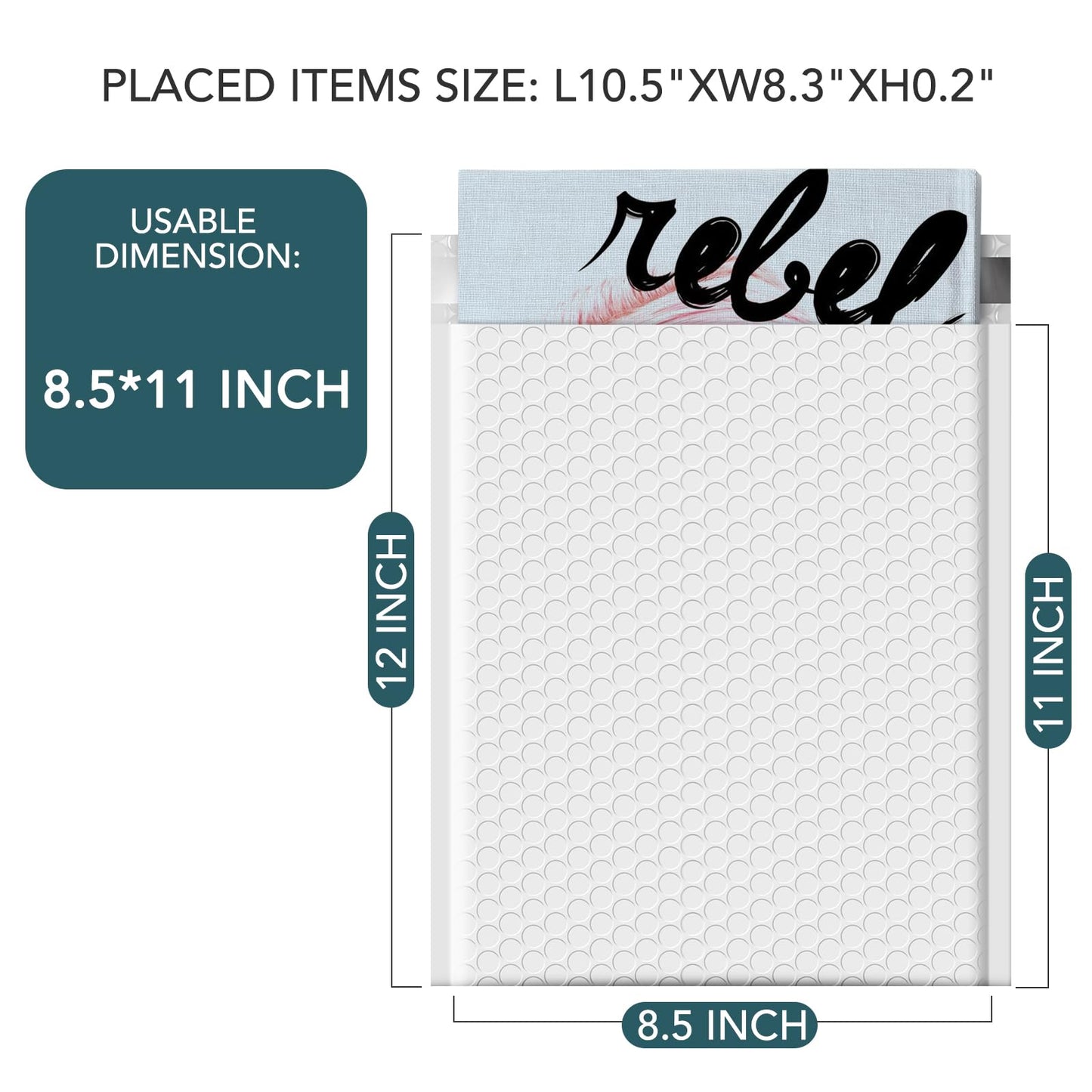 METRONIC 8.5 x 12 Bubble Mailers 40 Pack, White Bubble Mailers, Strong Adhesion Padded Envelopes, Shipping Envelopes Bubble Mailer, Bubble Envelopes for clothing, Padded Mailers Usable Size 8.5 x 11