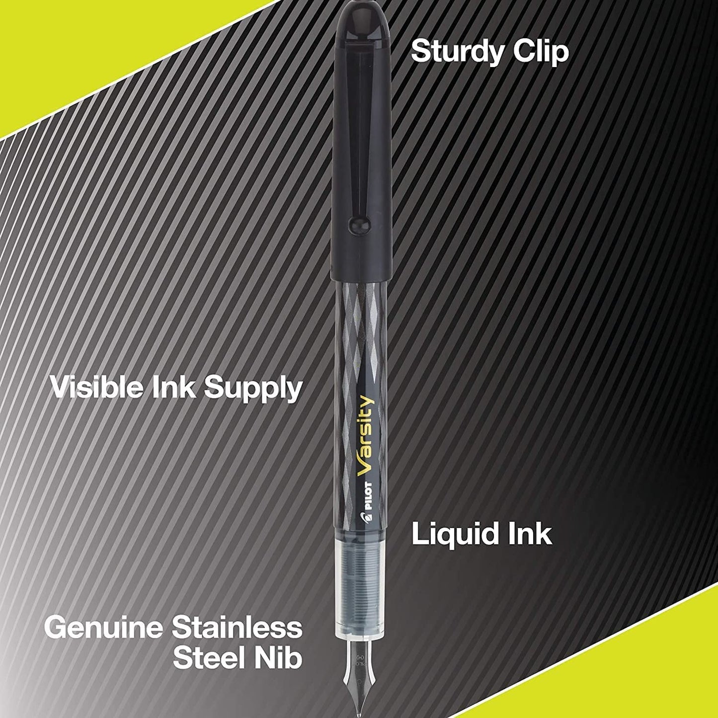 Pilot Varsity Disposable Fountain Pens, Blue Ink, Medium Point, Pack of 6