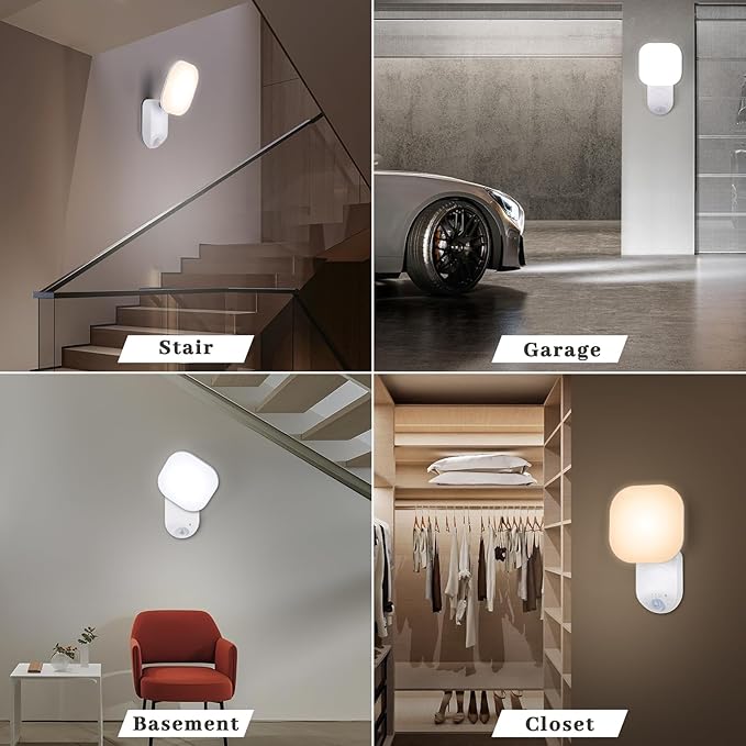 Yochoice Rechargeable Battery Operated Wireless LED Wall Light with Remote Control, Motion Sensor Light Indoor with Adjustable Angle, Battery Powered Wall Sconce for Closet Bedroom Garage Hallway