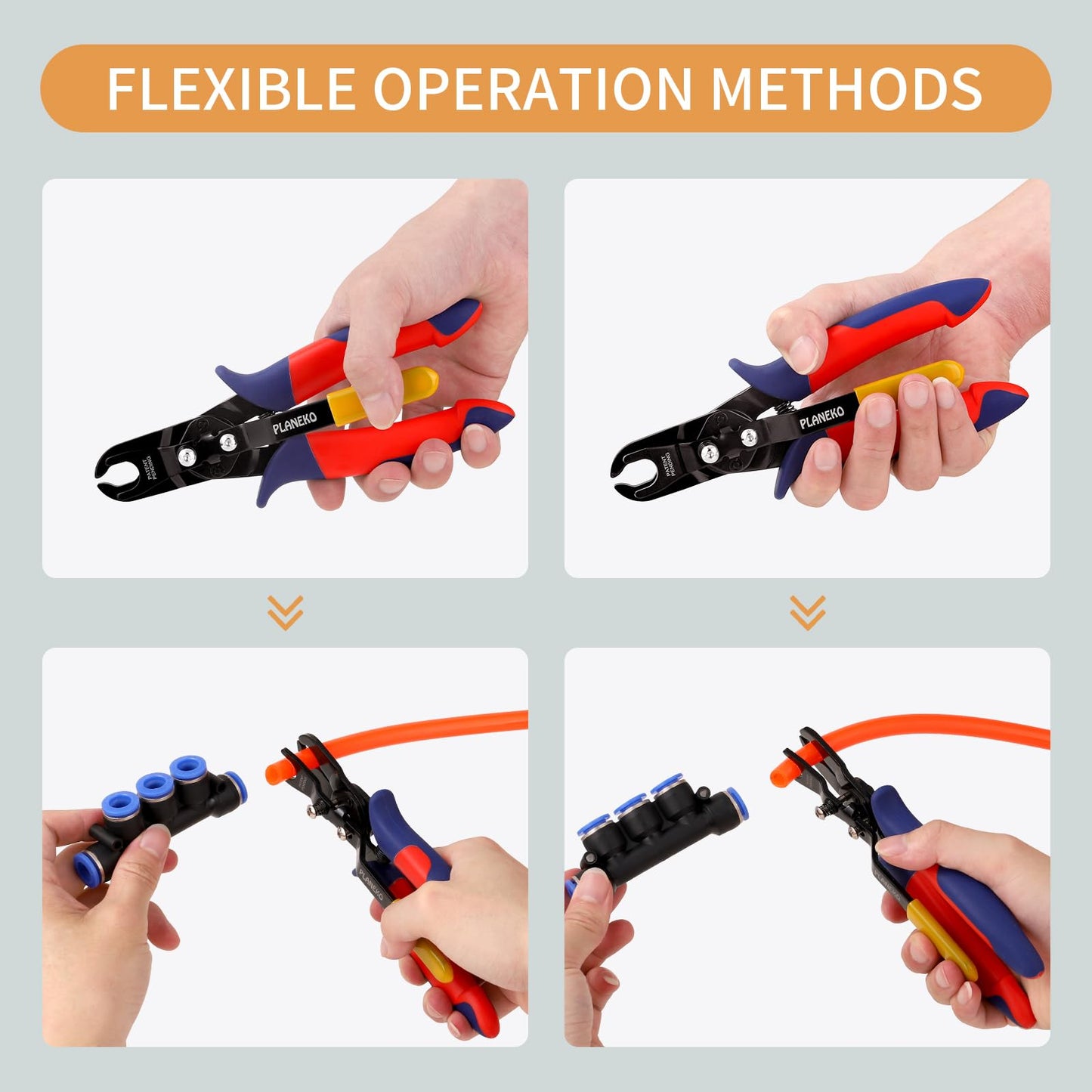 PLANEKO Air Line Pliers Push to Connect Fitting Disconnect Tool for 3/8" 1/2" Pneumatic Hose Quick Connect Fittings Removing Air Line Removal Tool Hose Release Pliers for 10mm 12mm Push Fit Connector