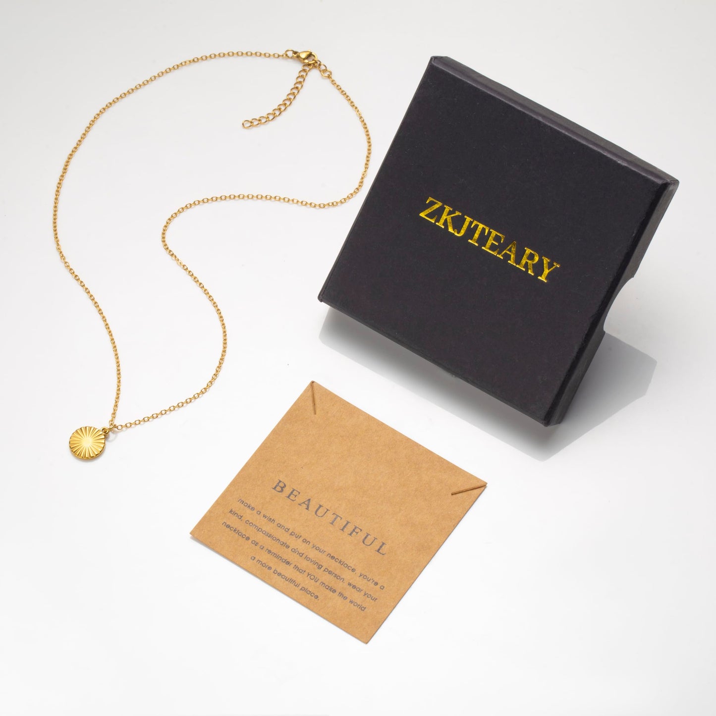 ZKJTEARY Sun necklace for Women Trendy Dainty 18k Gold Chain Lucky Sun jewelry Pendant Gift Card for Women Mom Grandma (Sun)