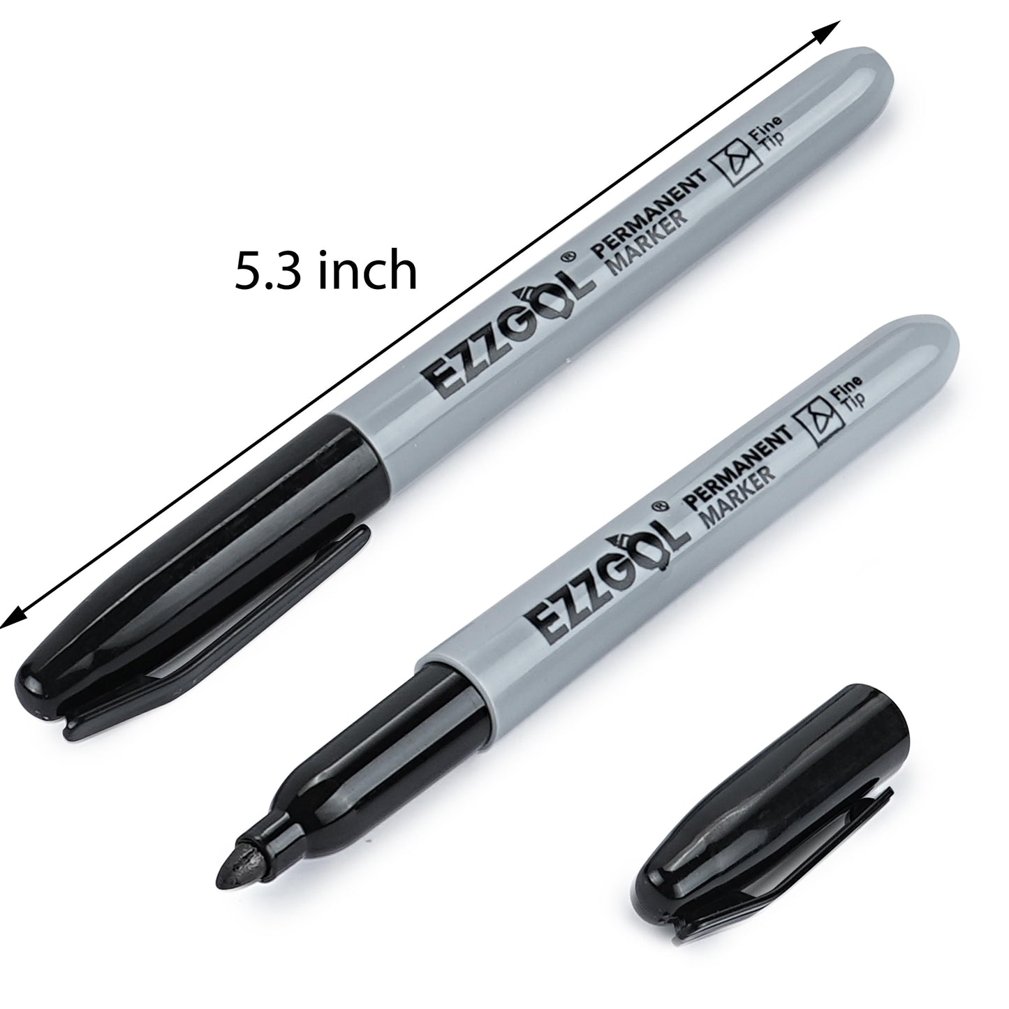 Ezzgol Permanent Markers Bulk, 150 Pack Fine Tip Black Permanent Markers, Waterproof Markers, Premium Smear Proof Pens, Quick Drying, Office Supplies for School, Office, Home