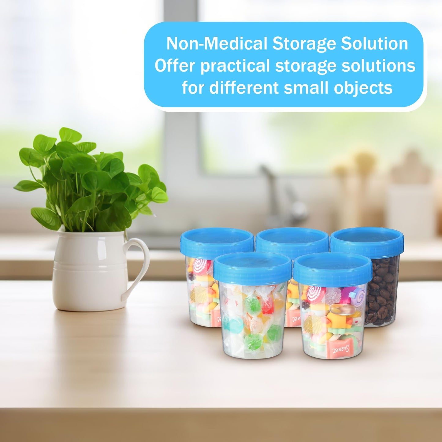 Geiserailie 200 Pcs Disposable Specimen Cup Urine Pee Cups for Testing 4oz Specimen Container with Leak Proof Screw on Lids for Safe Urinalysis Pee Stool Sample Collection Analysis (Blue)