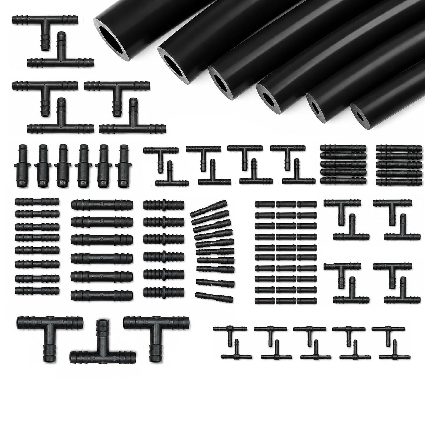 Ucreative Silicone Vacuum Hose Kit 6Pcs 5Ft Tubing (1/8 To 3/8) + 113Pcs Nylon Connectors High Performance Automotive Replacemen