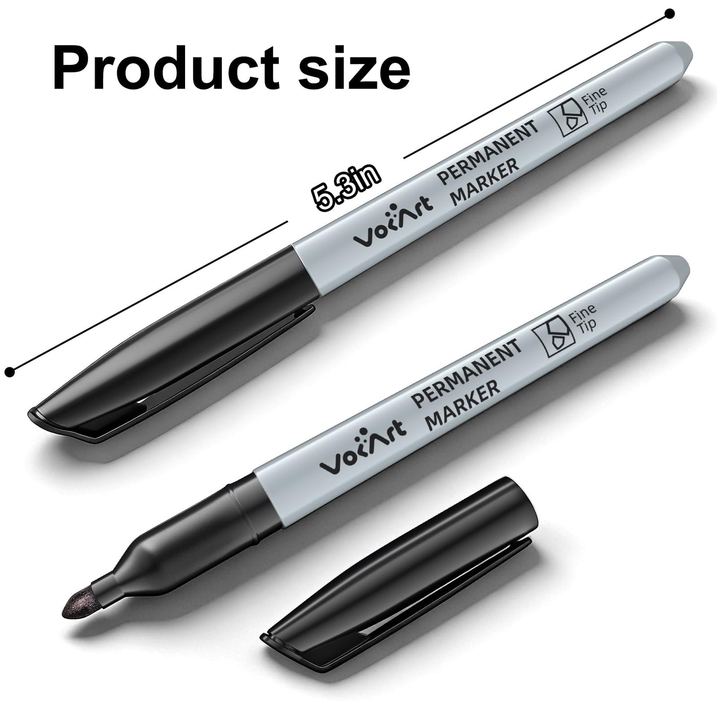 VOKART Permanent Markers Bulk, 150 Pack Black Permanent Markers, Thin Fine Point Tip for Office & Moving Supplies, Quick-Dry & Waterproof Ink Marker Pens for Moving Boxes, Labeling & Industrial Use