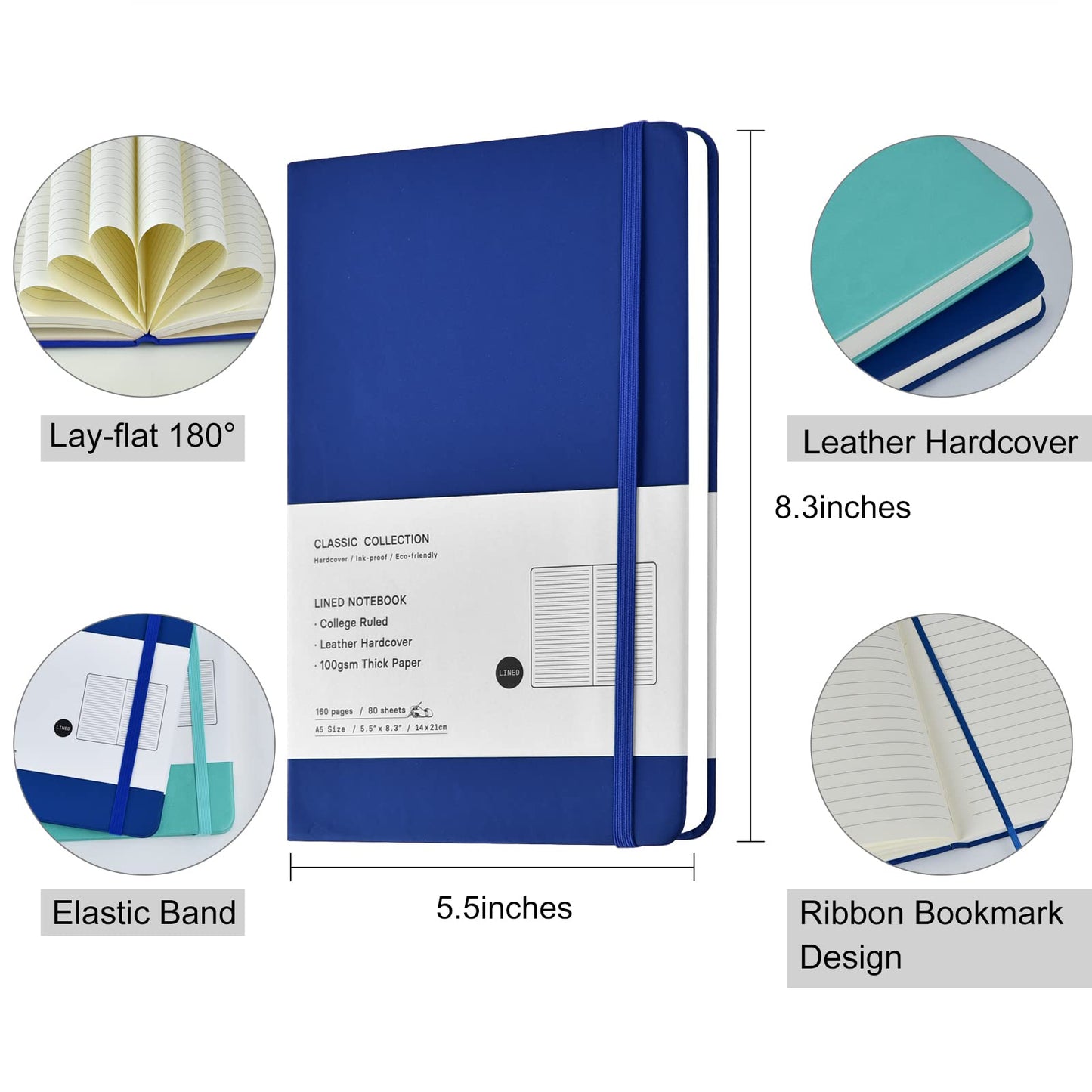 Coopay 24 Pack A5 Journal Notebooks Bulk, 160 Pages, 100GSM Thick Paper, 8.3 x 5.5 inch Hardcover Lined Leather Journals for Writing Office School Business,Bulk Notebook for Work Men Women(6 Colors)