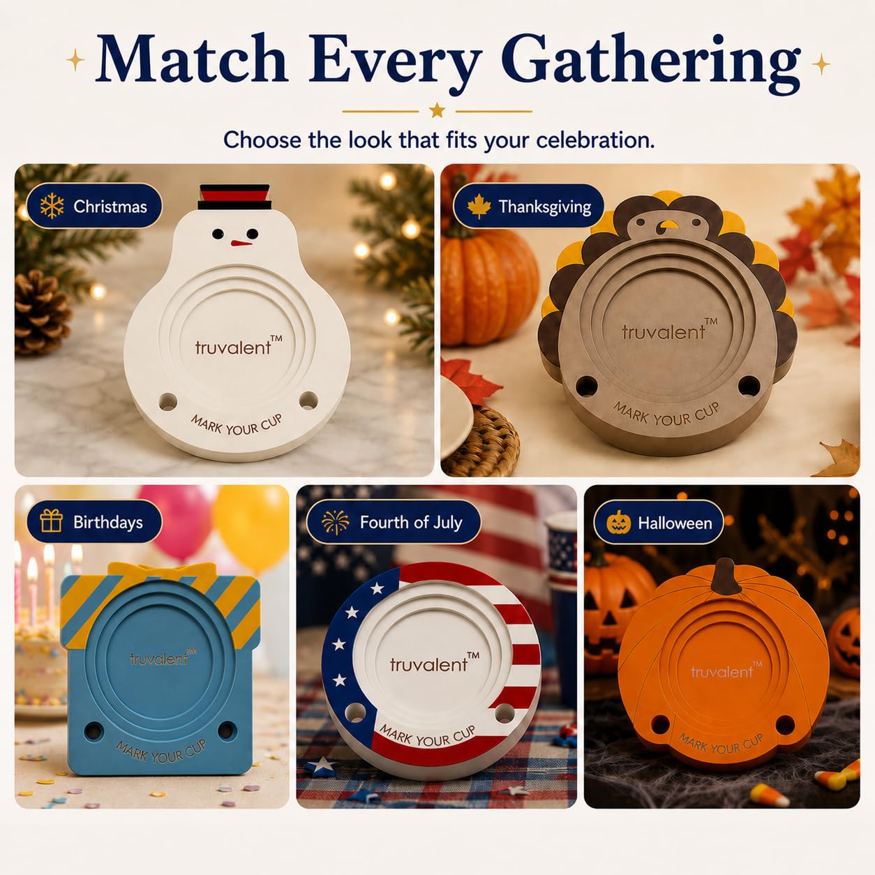 Party Cup Holder for 3-4" Cups - Hosting Essential to Prevent Mix-Ups & Reduce Waste - Sturdy Drink Organizer with Rubber Feet for Family Events - Cups & Markers Not Included (Patriotic Flag)