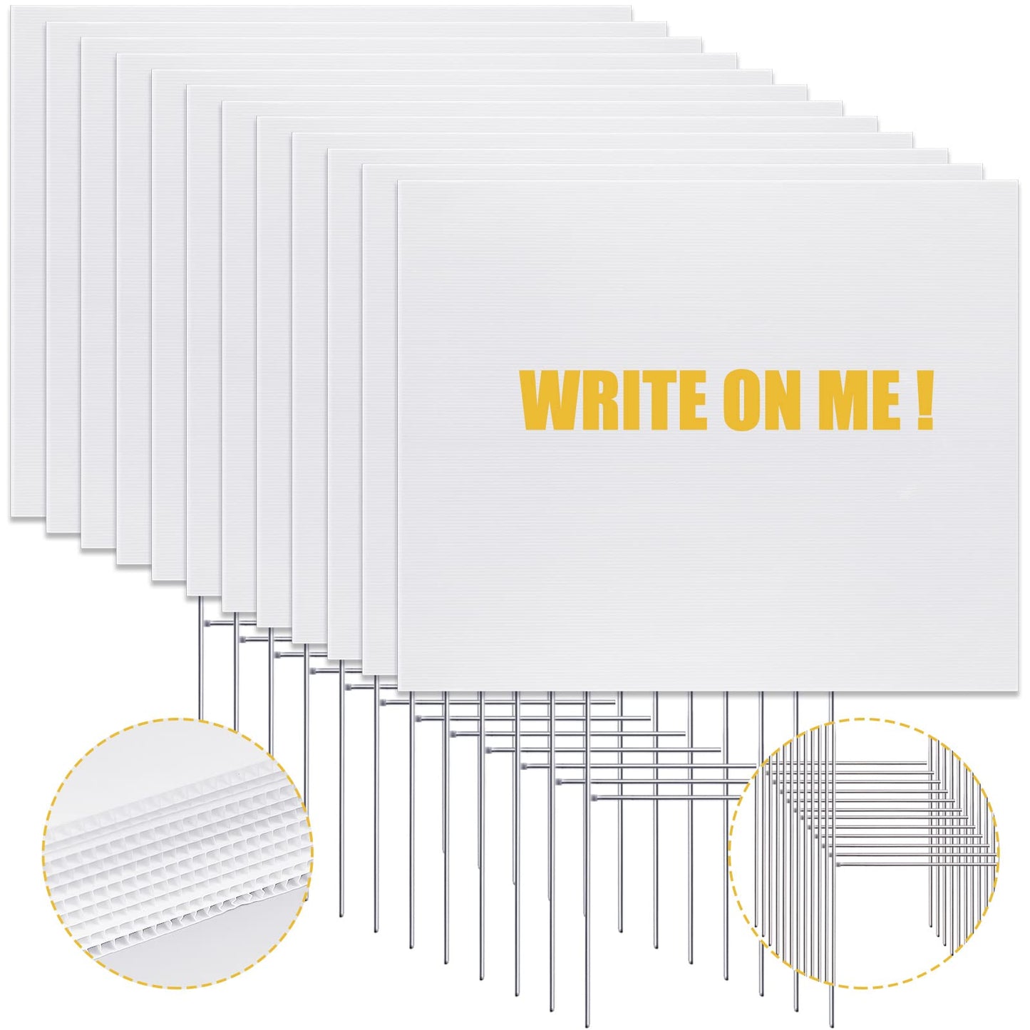 Patelai 12 Pcs 18 x 24 Inches Corrugated Plastic Sheet Corrugated Poster Board 4mm Thick Waterproof Blank Board Sheets Plastic Yard Sign for Garage Estate Sale, Rent, Indoor, Outdoor, Birthday (White)