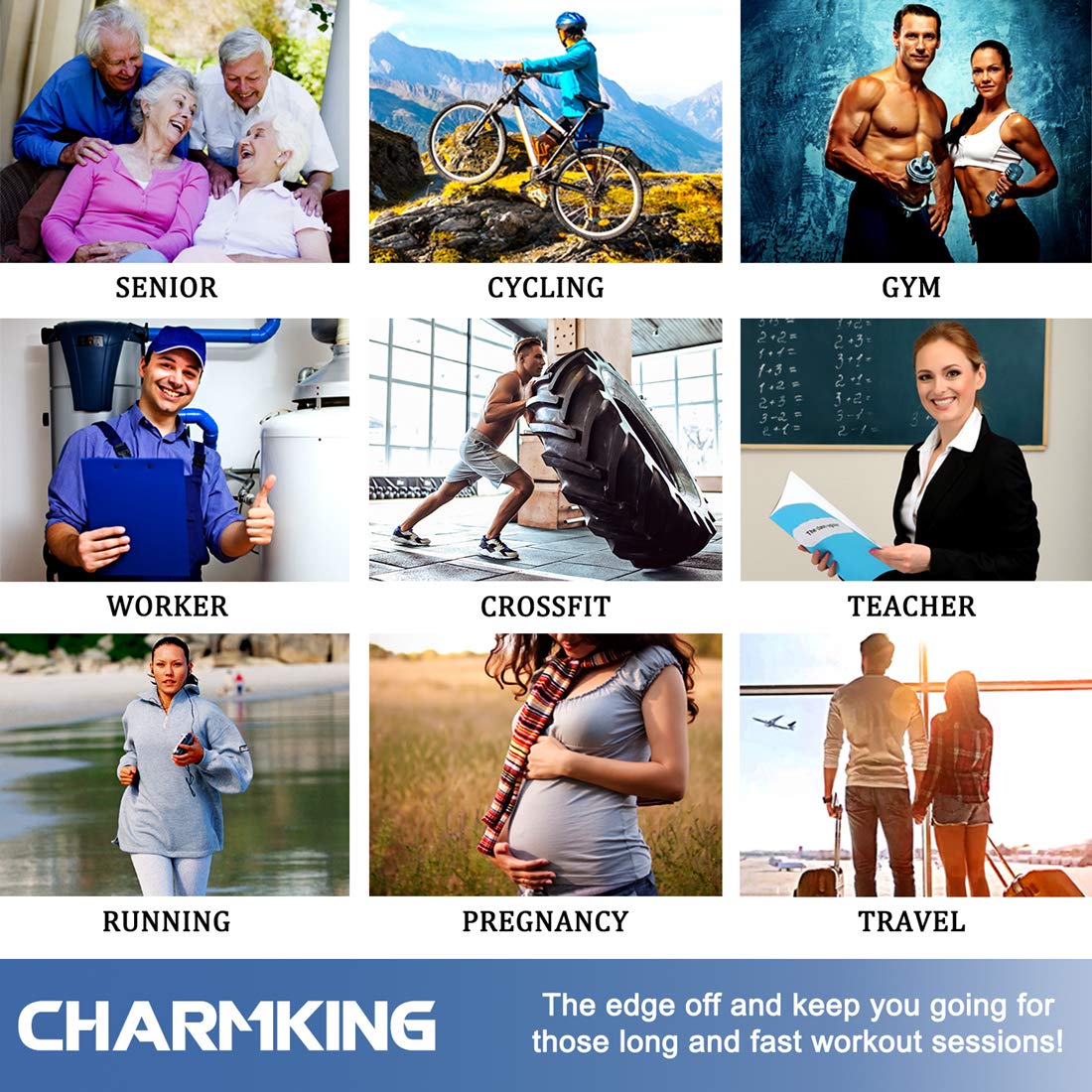 CHARMKING Compression Socks for Women & Men (8 Pairs) 15-20 mmHg Graduated Copper Support Calf Socks are Best for Pregnant, Nurses - Boost Performance, Circulation, Knee High Wide Calf(L/XL, Multi 52)