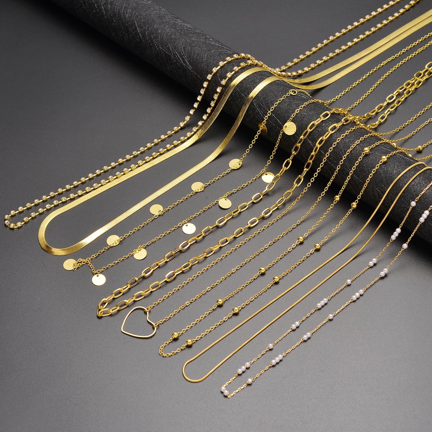 Tornito 8Pcs Waist Belly Chain 18K Gold Plated CZ Heart Pearl Snake Bead Sequin Paperclip Belly Chain Summer Beach Sexy Body Chains Jewelry Accessories for Women Adjustable
