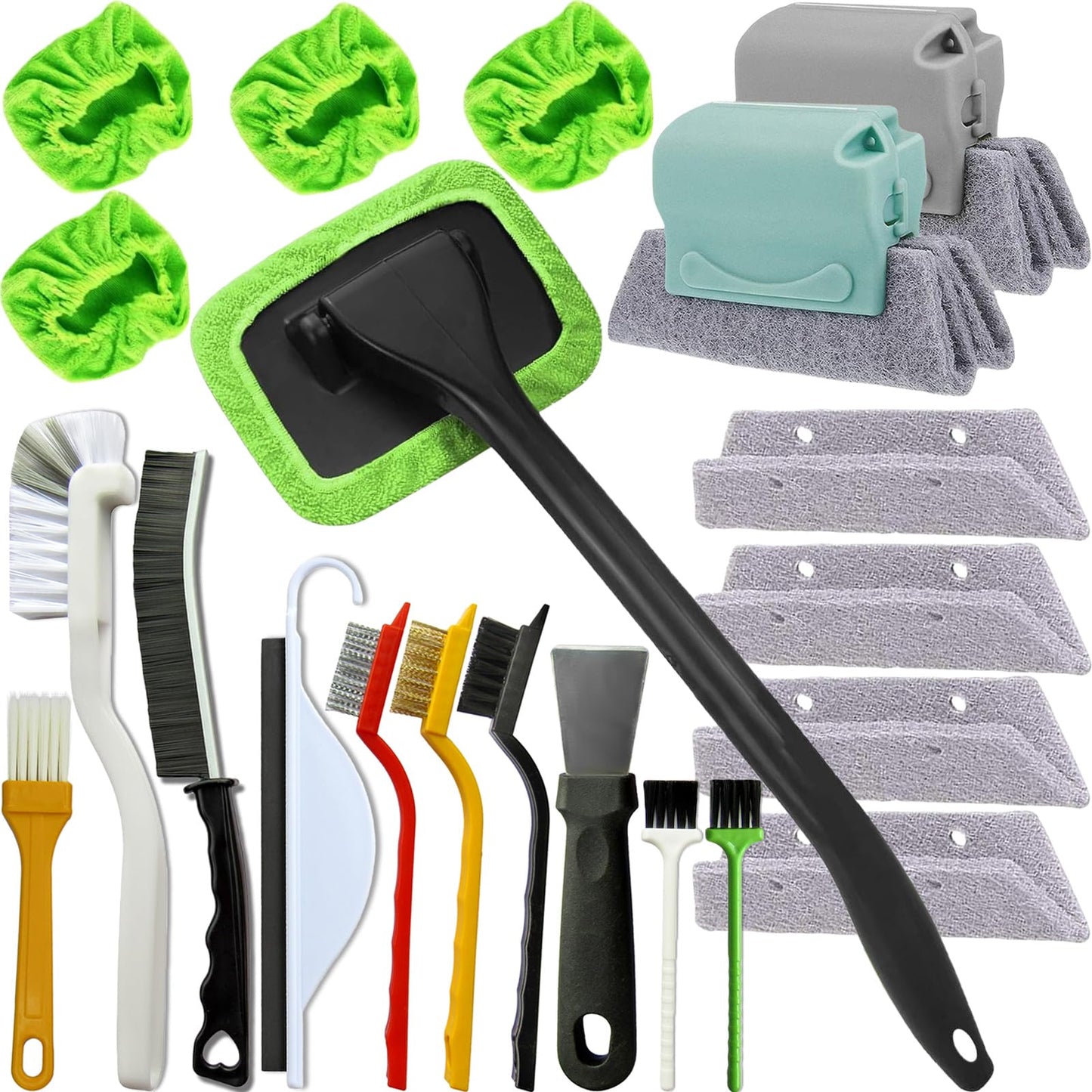 21Pcs Small Cleaning Brush Set for Car Glass & Gap Crevice Cleaning - Window/Door Tracks, Bathroom Sink, Mirrors, Window Sills,