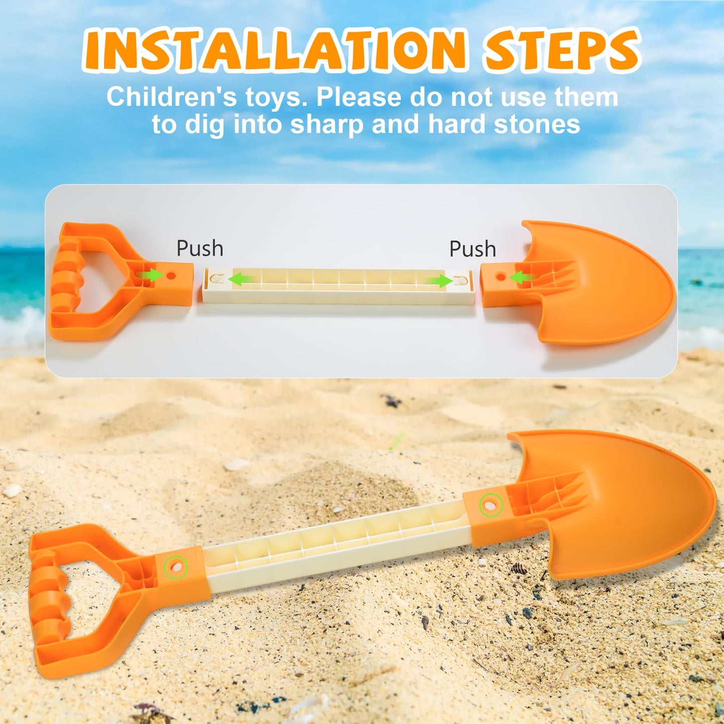 QINGLER 20” Long Sand Beach Shovels for Kids Heavy Duty Plastic Sand Scoops