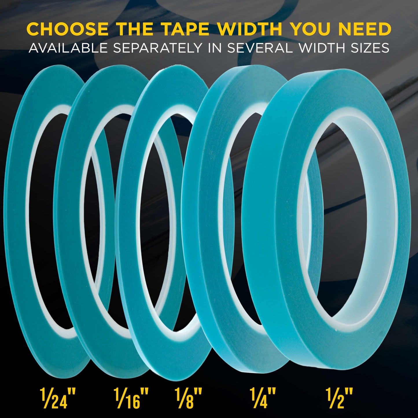 Custom Shop Vinyl Fineline Pinstripe Tape, Blue 1/2" x 36 Yard Roll - Create Sharp Graphic Design Curves, Mask Fine Lines, Conformable Paint Masking Striping Tape for Auto, Motorcycle, Flame Painting