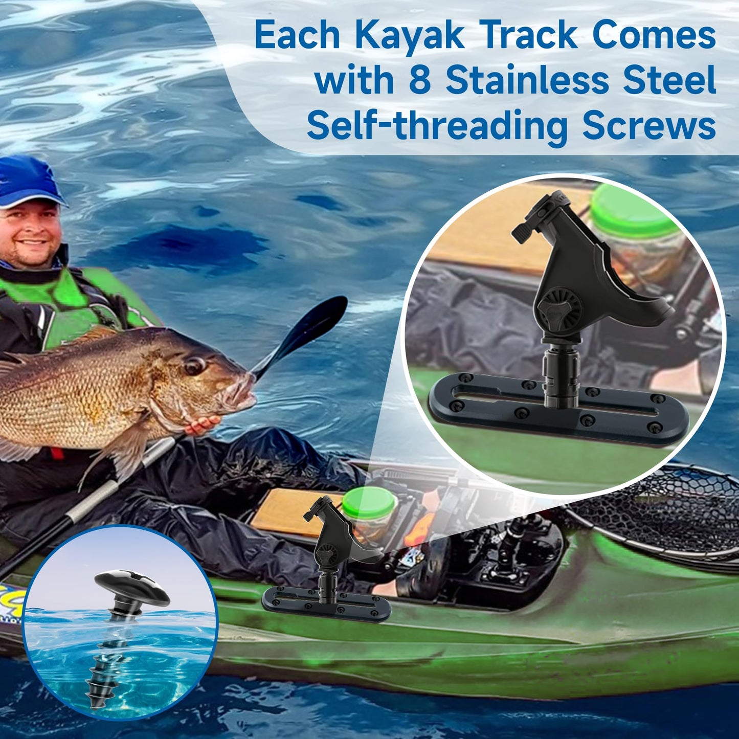 Hohean 4 Pack 7 Inch Kayak Track, Kayak Low Profile Track for Fishing