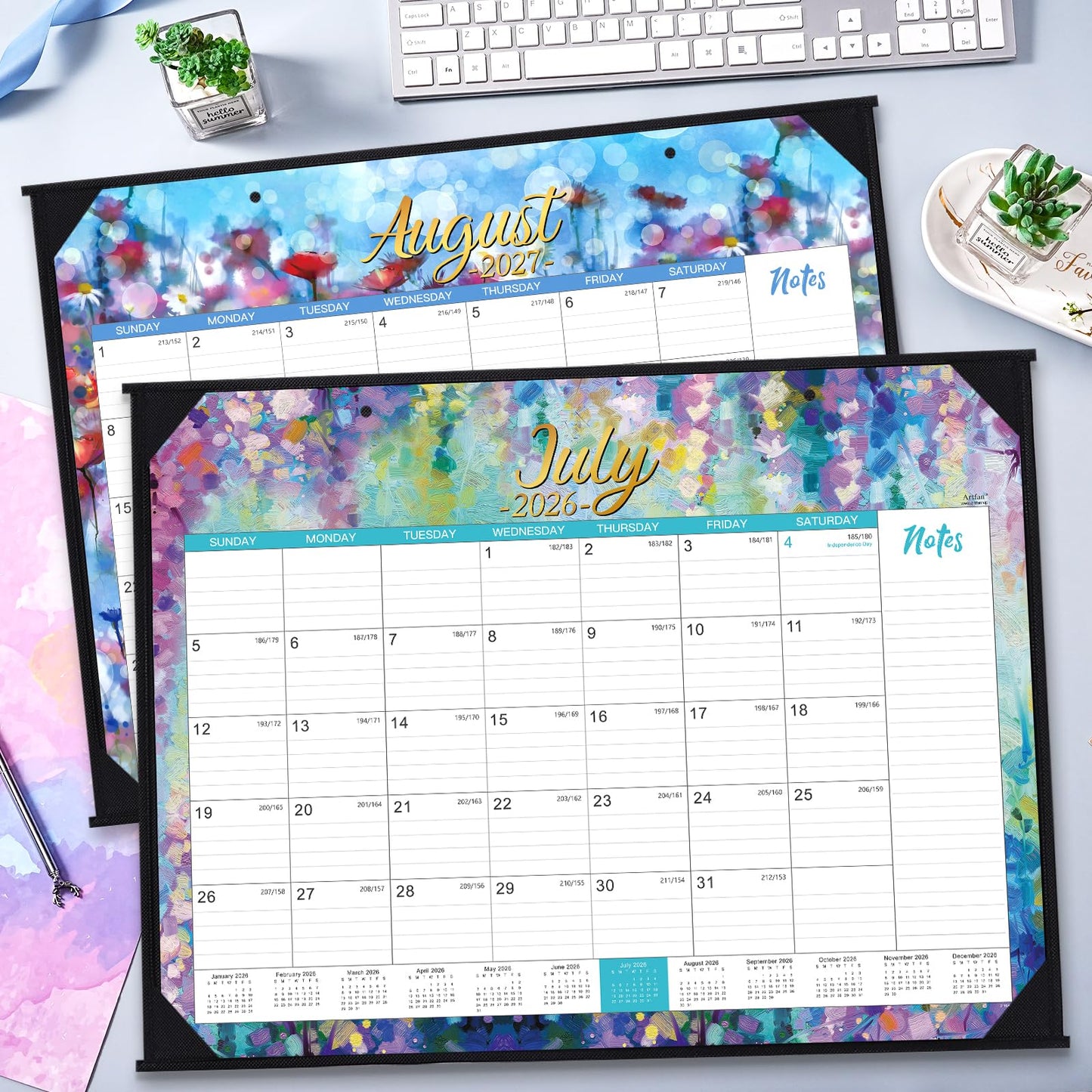 2026-2027 Desk Calendar - Large Desk Calendar 2026-2027, Jul 2026 - Dec 2027, 22" x 17", 26-27 Calendar Large 18 Months with Corner Protectors + Large Ruled Blocks, Desk Pad, To-Do List & Notes