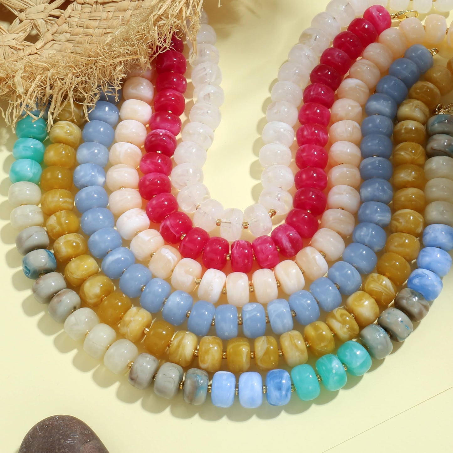 Badu Sky Blue Chunky Beaded Necklace for Women,Acrylic Bead Choker Statement Necklace Cute Trendy Necklaces Jewelry Gifts