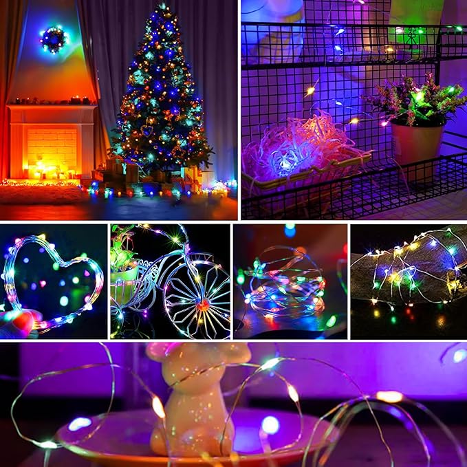 ZGWJ Fairy Lights Battery Operated, 50 Pack Twinkle String Lights 20 LED 7FT 3 Lighting Modes for Bedroom Decor, Easter, Halloween, Christmas, Party Indoor and Outdoor Decoration Colorful